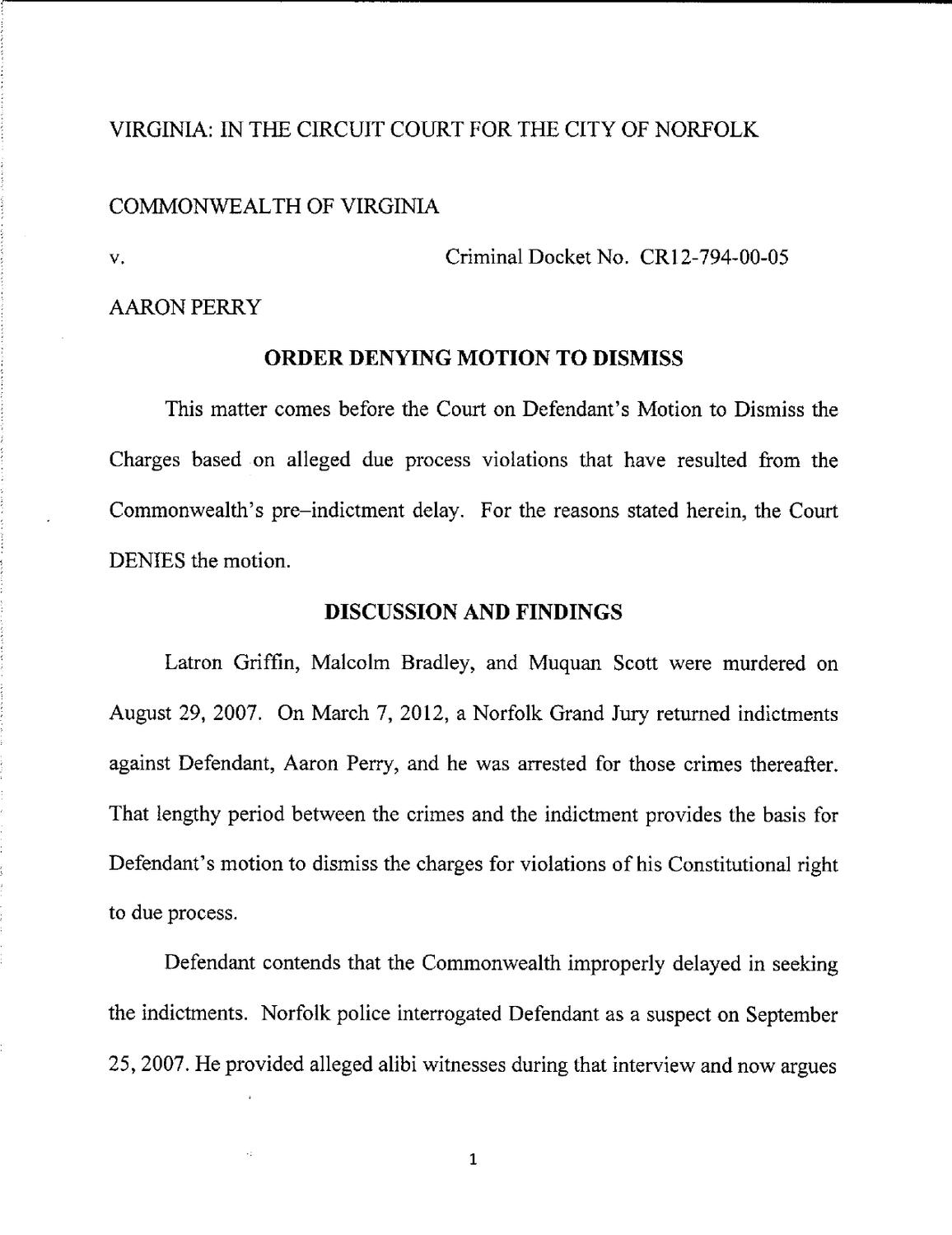 Commonwealth of Virginia v Perry