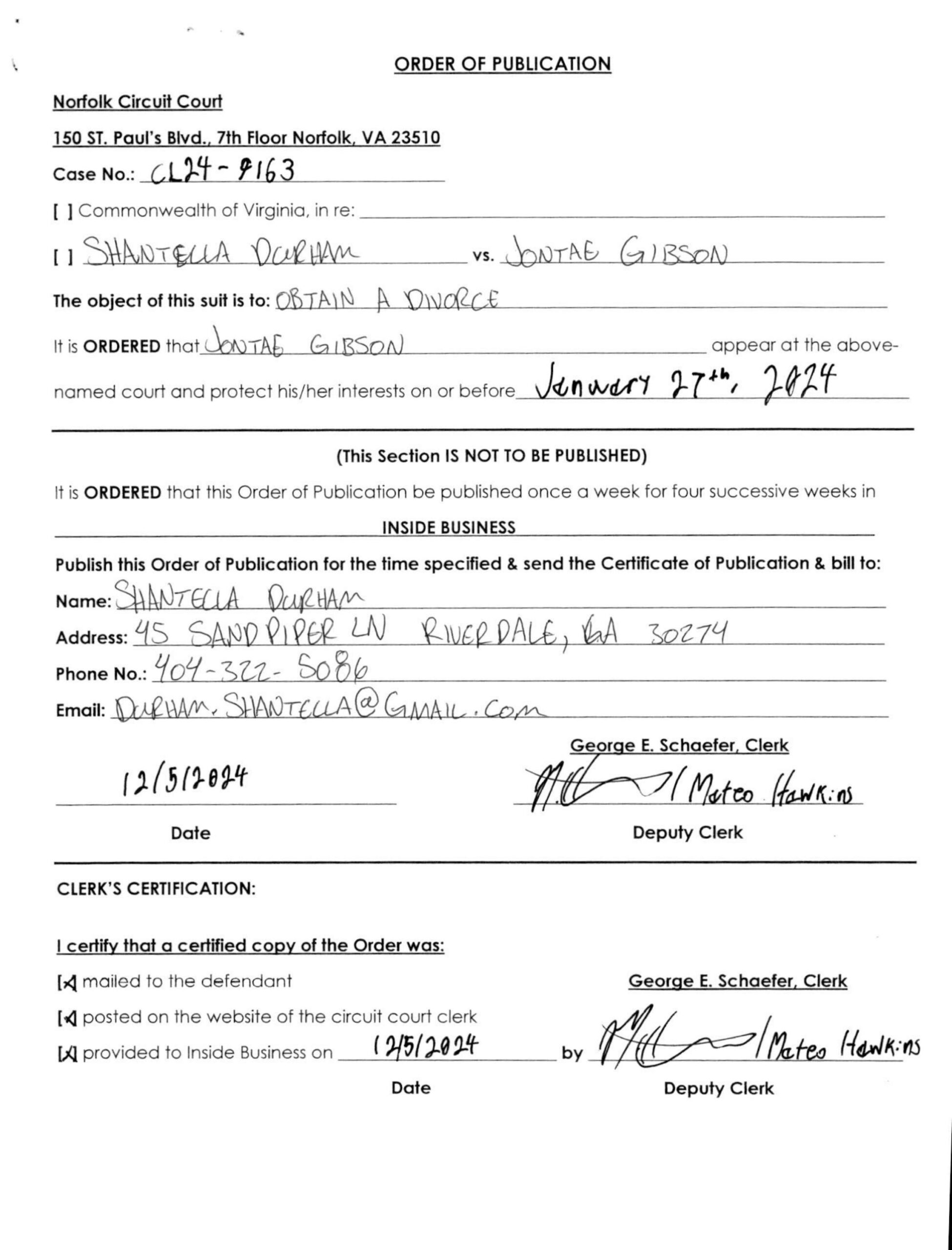 CL24-9163 Order of Publication