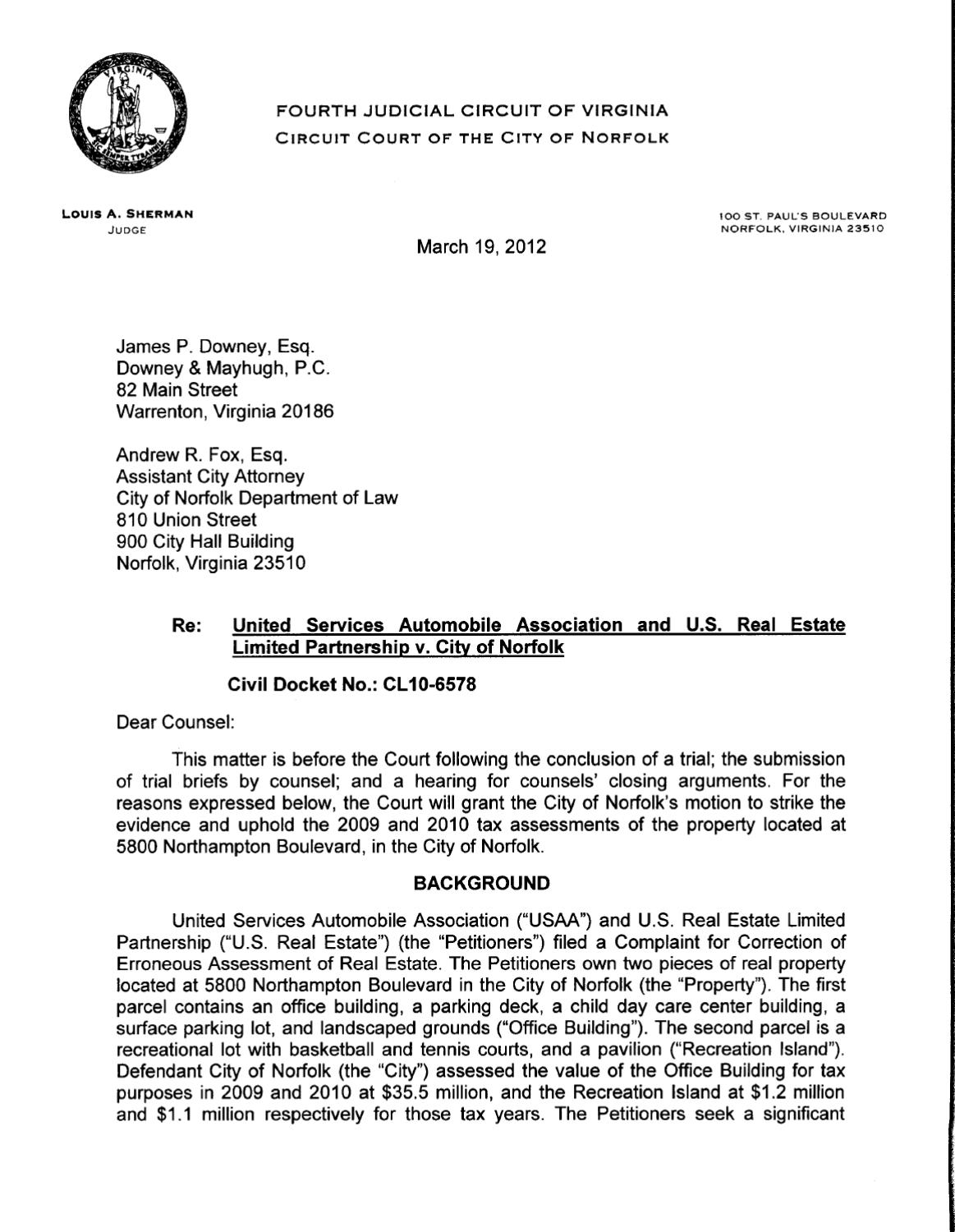 USAA et. al. vs City of Norfolk