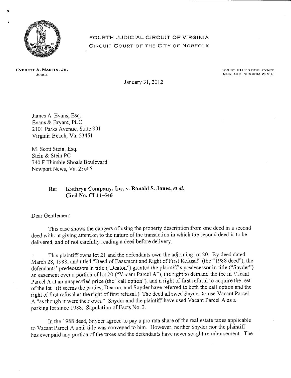 Kathryn Company v Jones