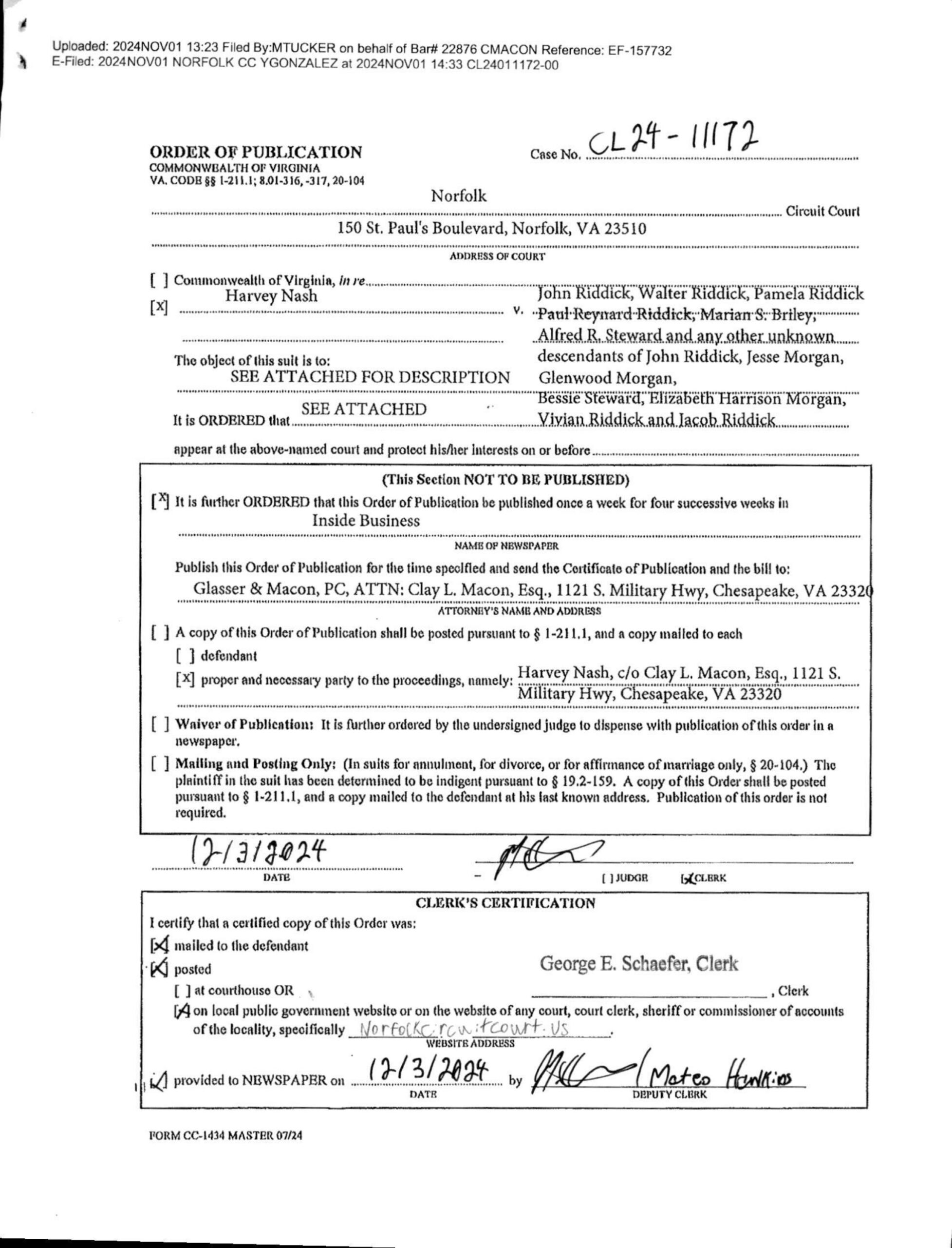 CL24-11172 Order of Publication