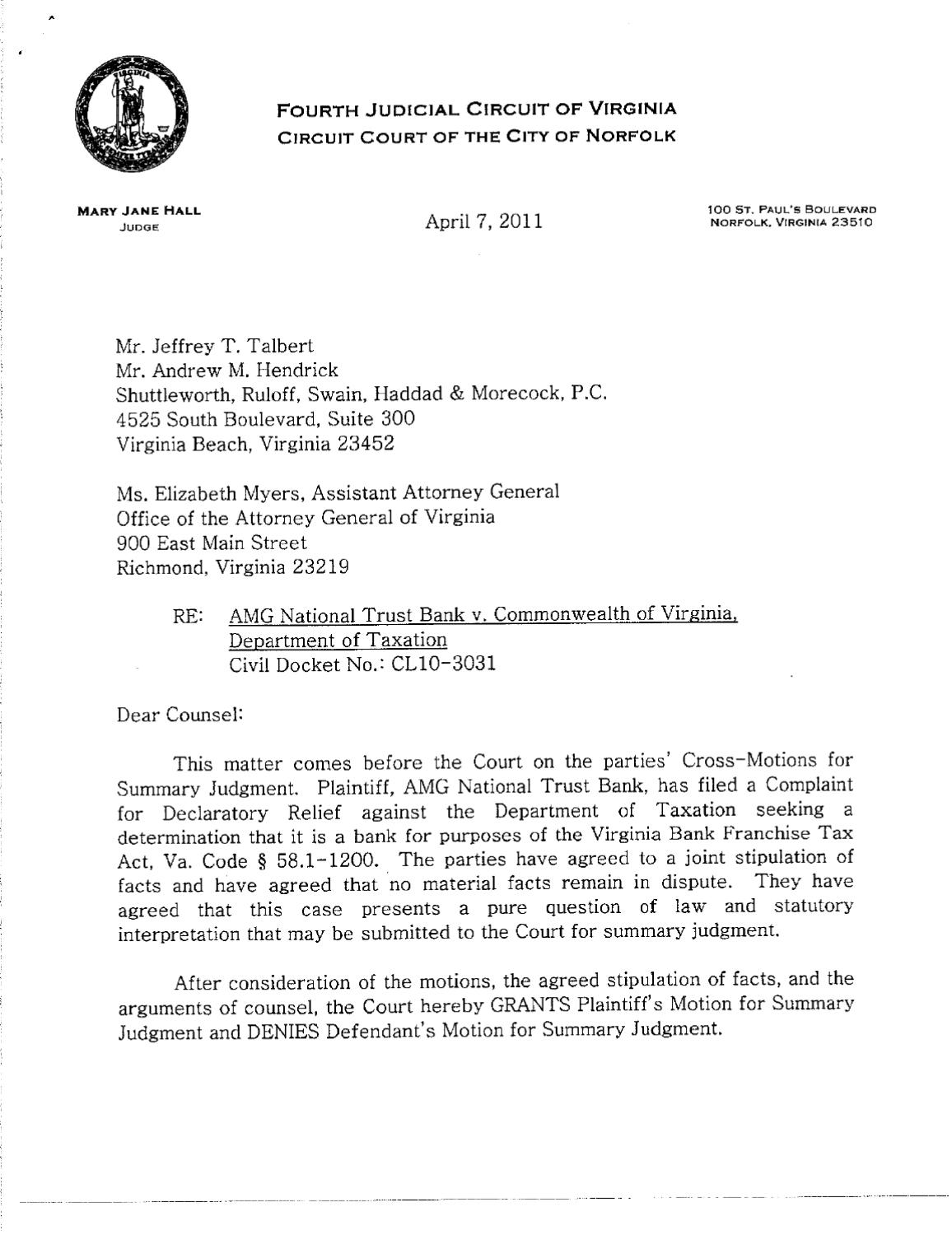 AMG v Commonwealth of Virginia