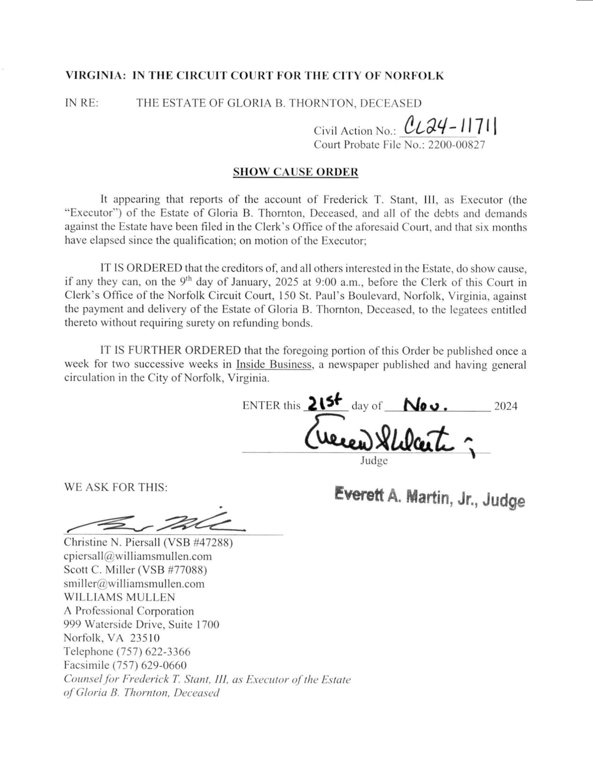 CL24-11711 Show Cause Order