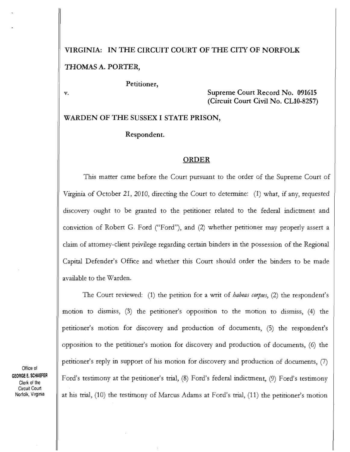 Porter v Warden of Sussex | State Prison