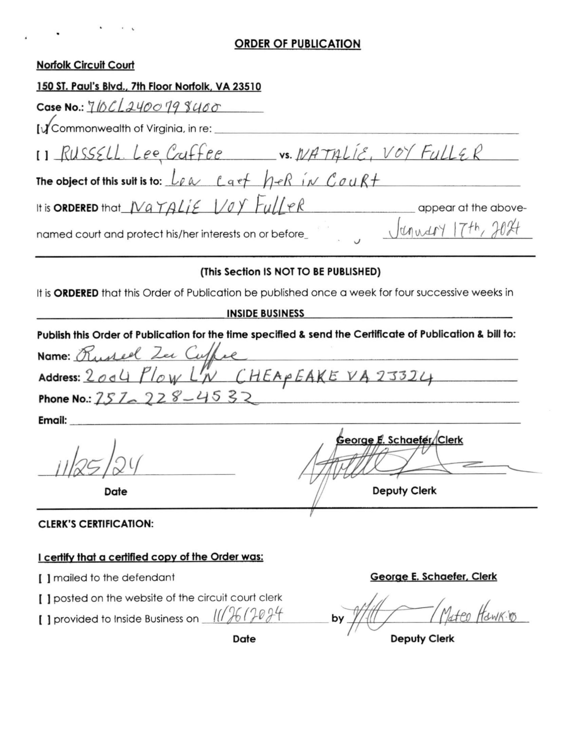 CL24-9784 Order of Publication