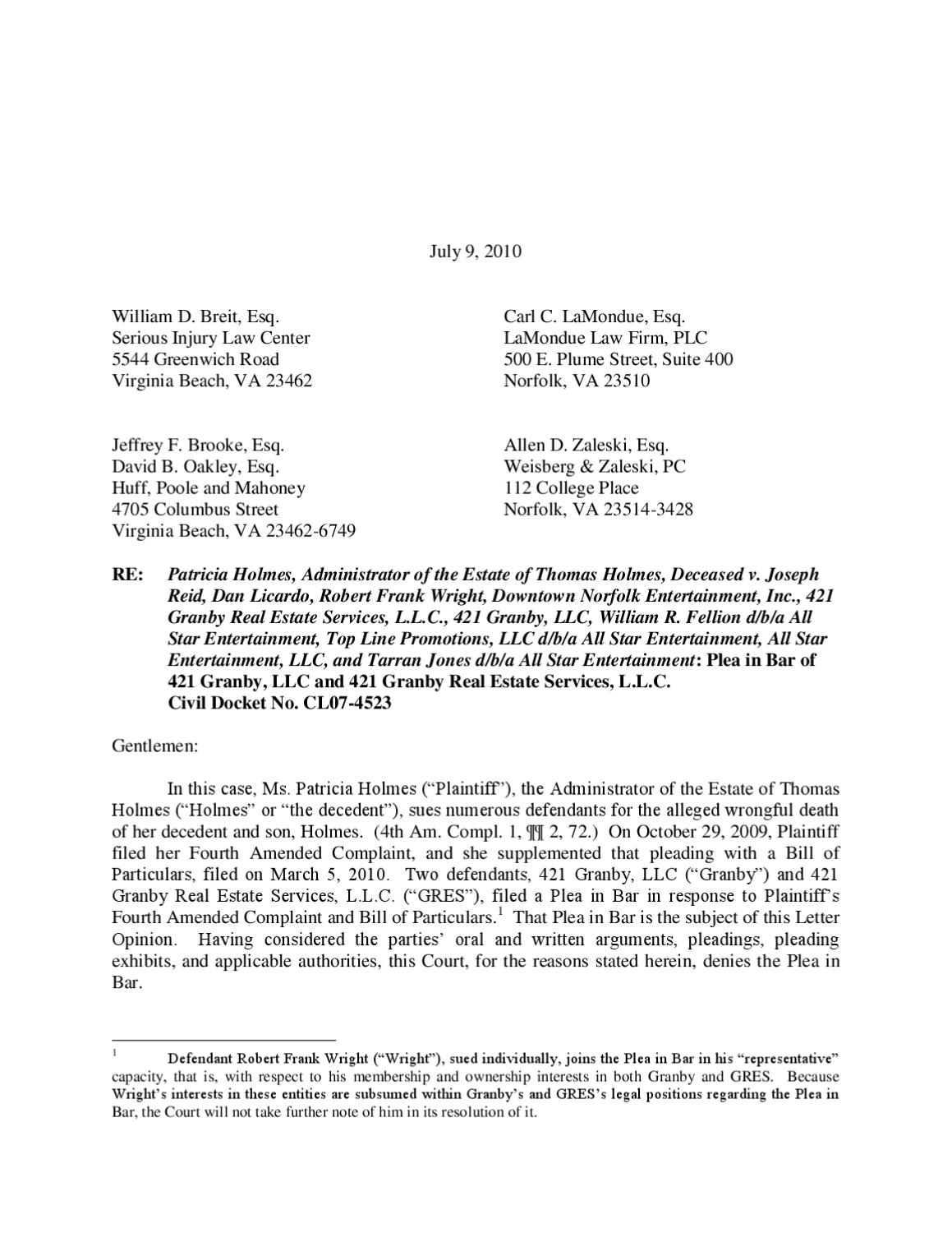 Holmes v Granby Real Estate