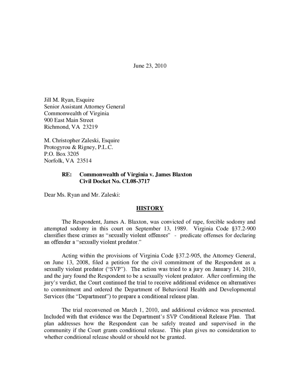 Commonwealth of Virginia v Blaxton
