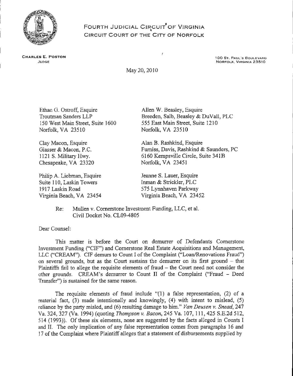 Mullen v Cornerstone Investment Funding