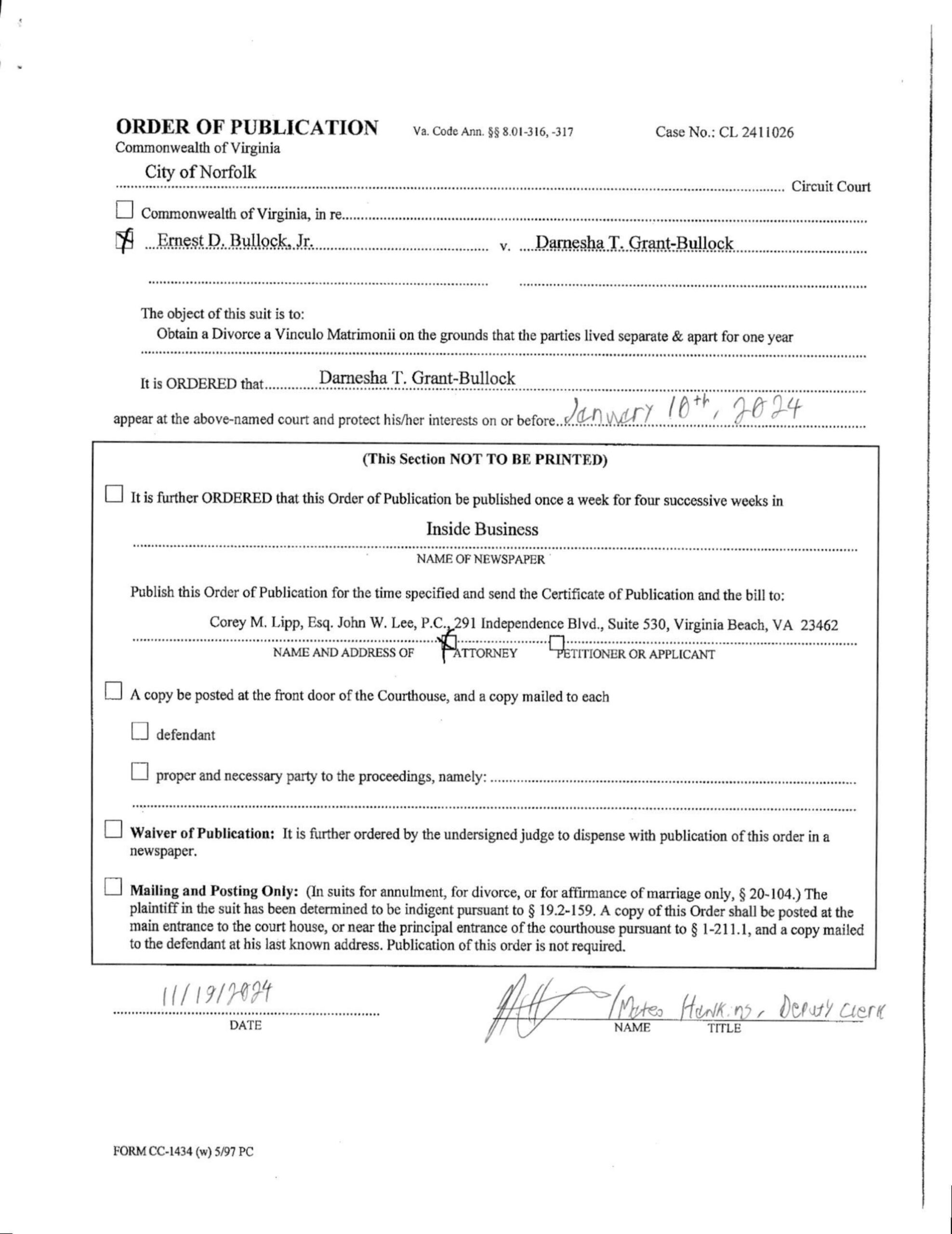 CL24-11026 Order of Publication