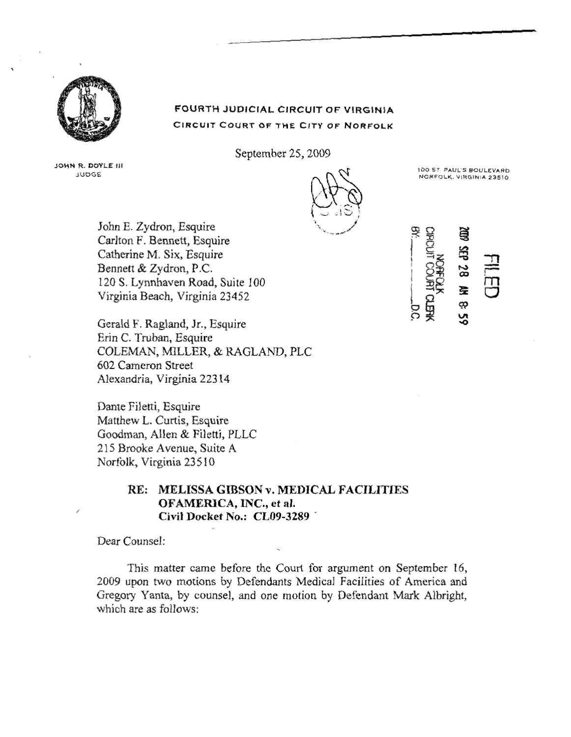 Gibson v Medical Associates