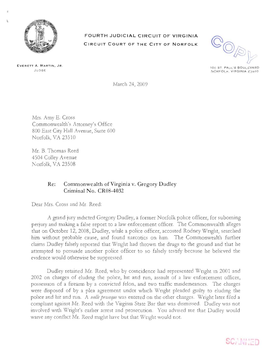 Commonwealth of Virginia v Dudley
