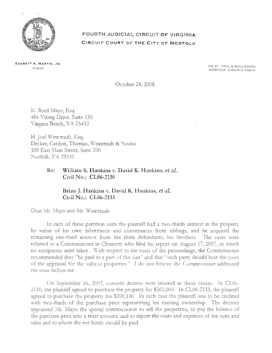 Costs in a Partition Suit