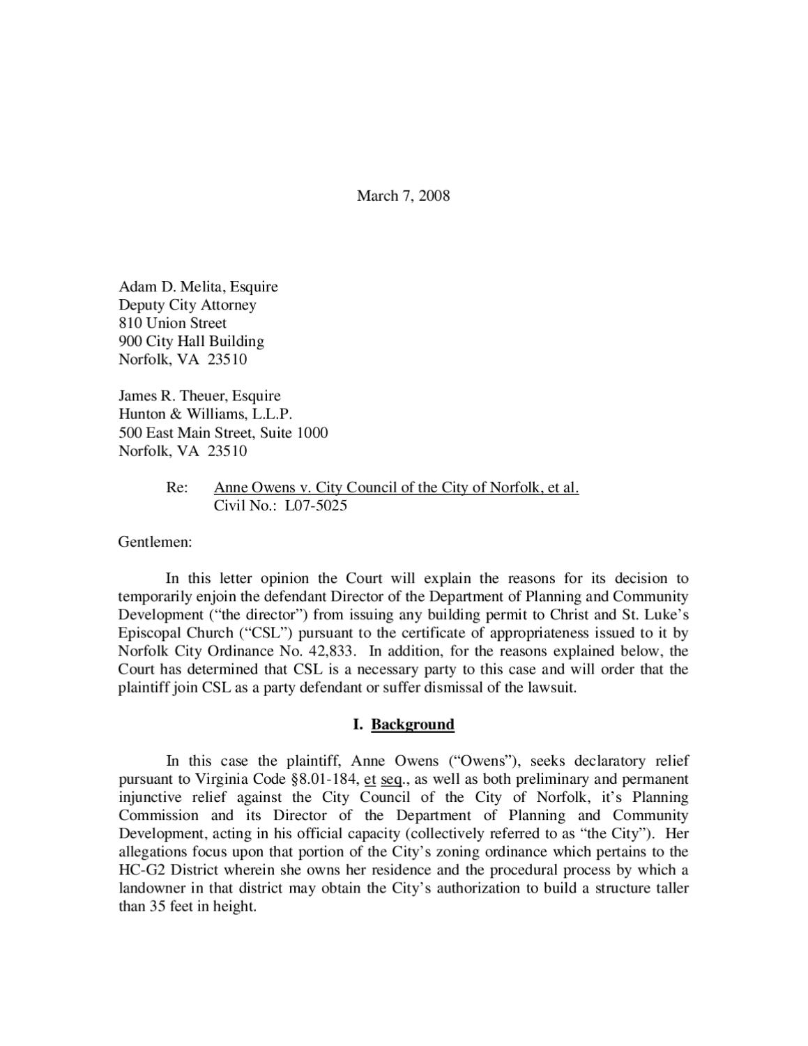 Owens v City of Norfolk