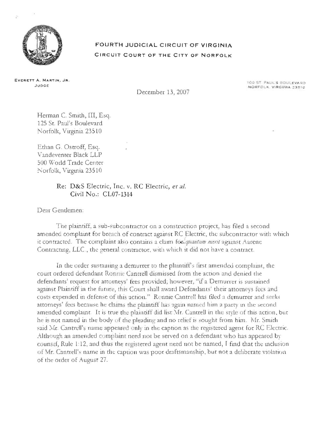 D & S Electric v RC Electric