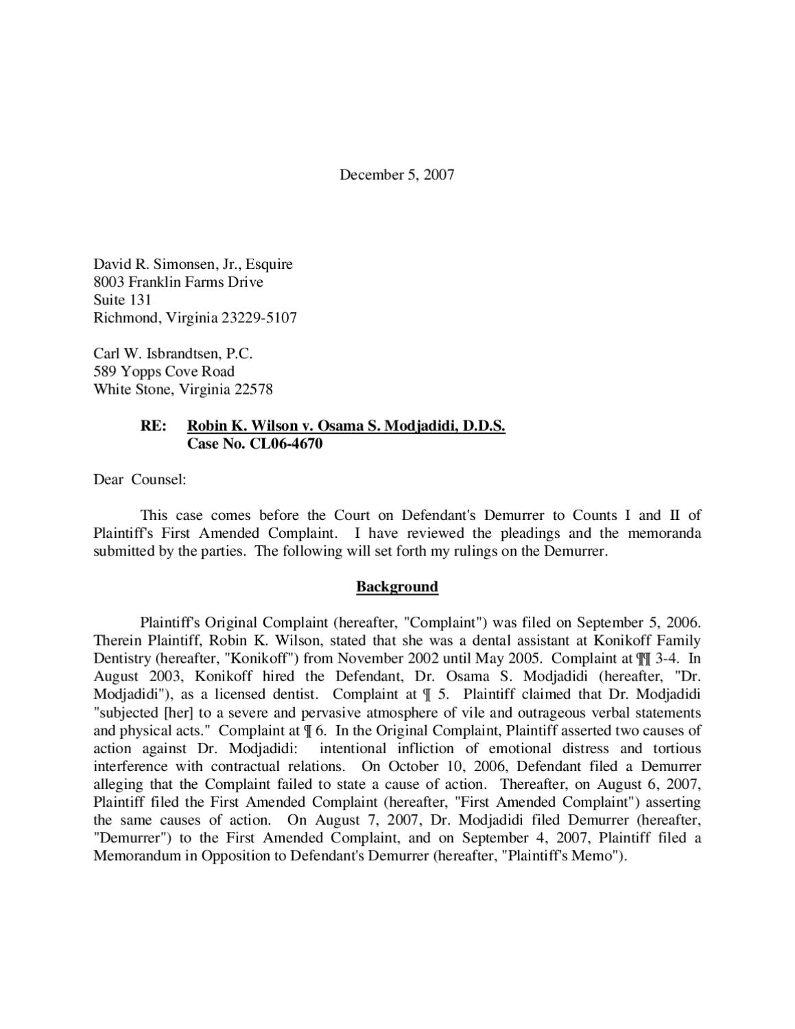 Wilson Modjadidi Opinion Letter