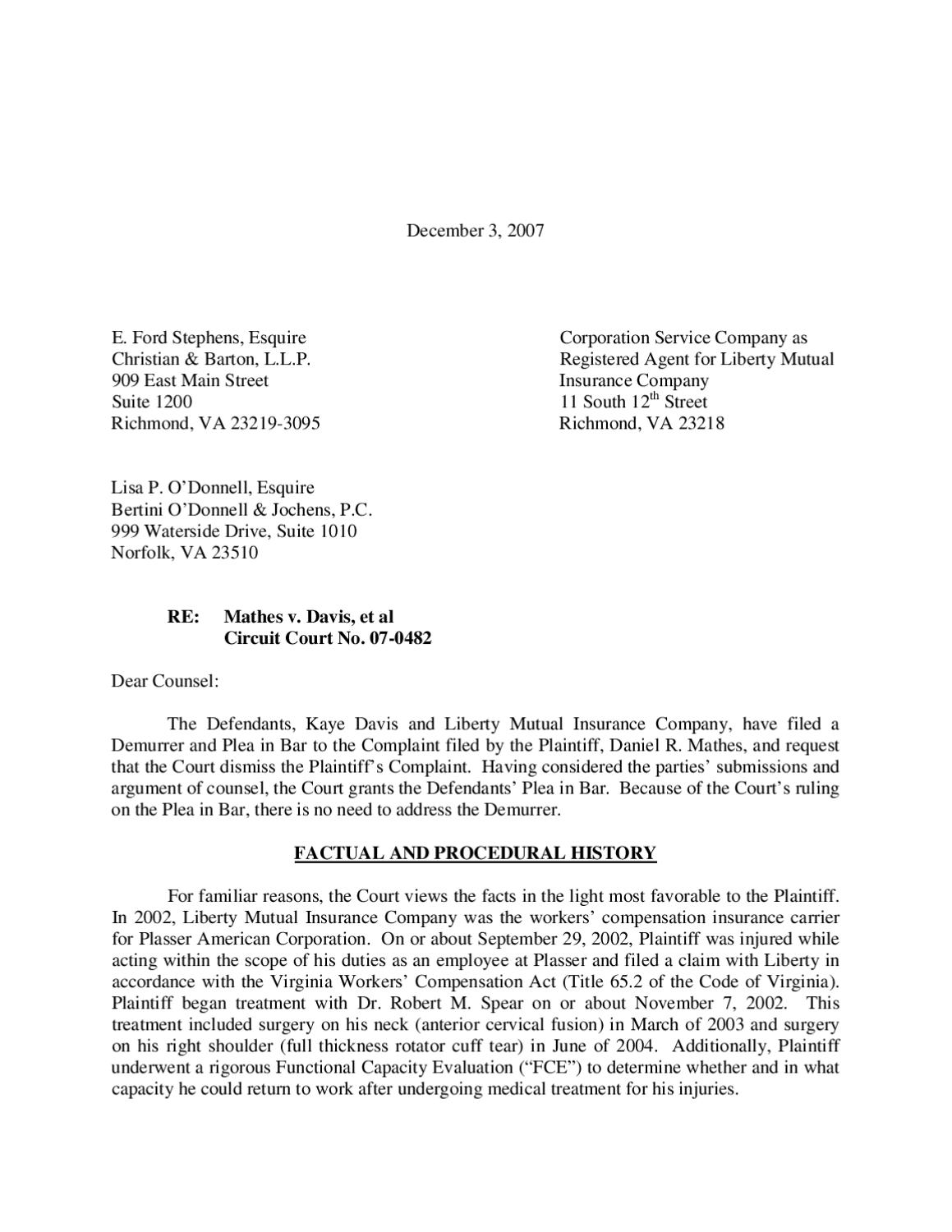 Mathes v Davis Opinion