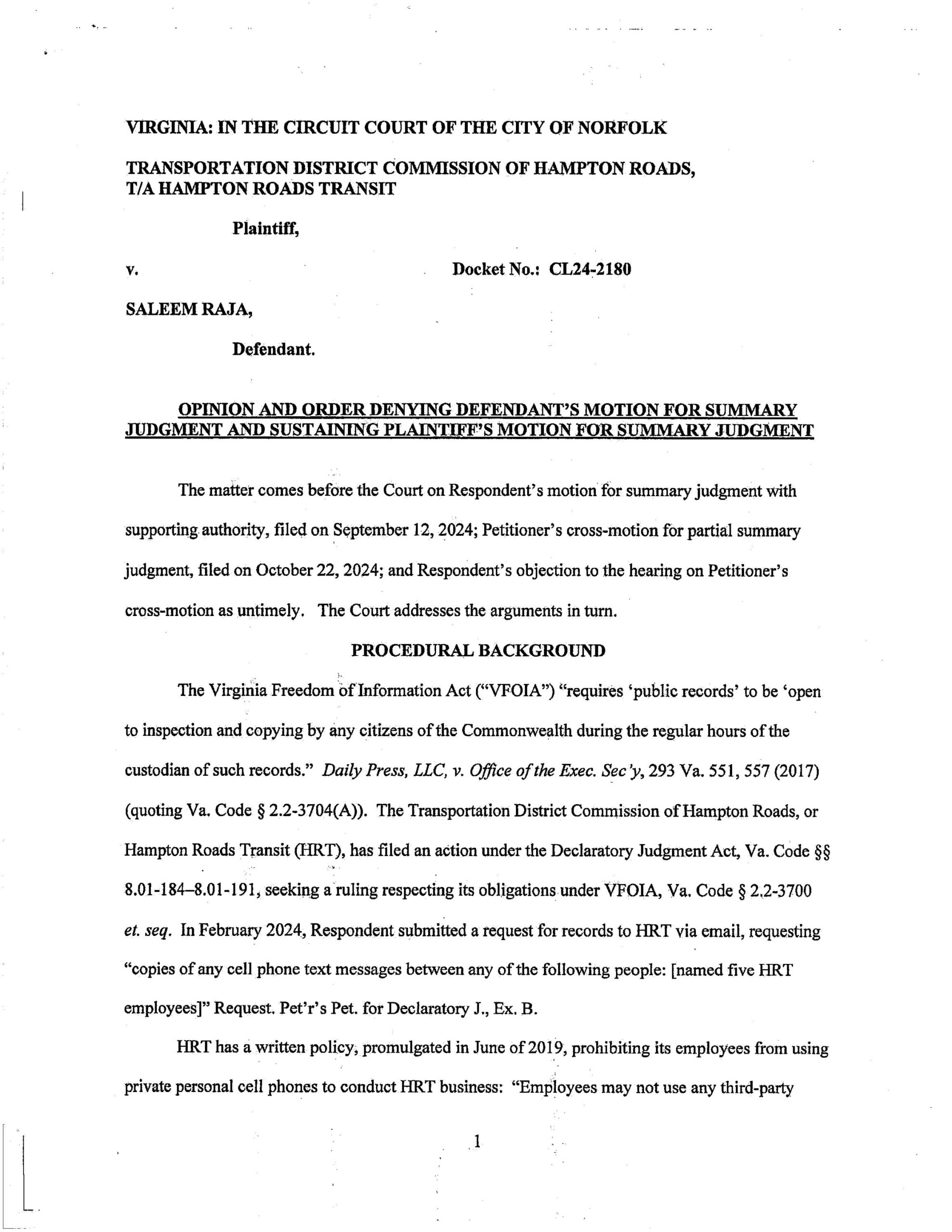 CL24-2180 HRT v Raja