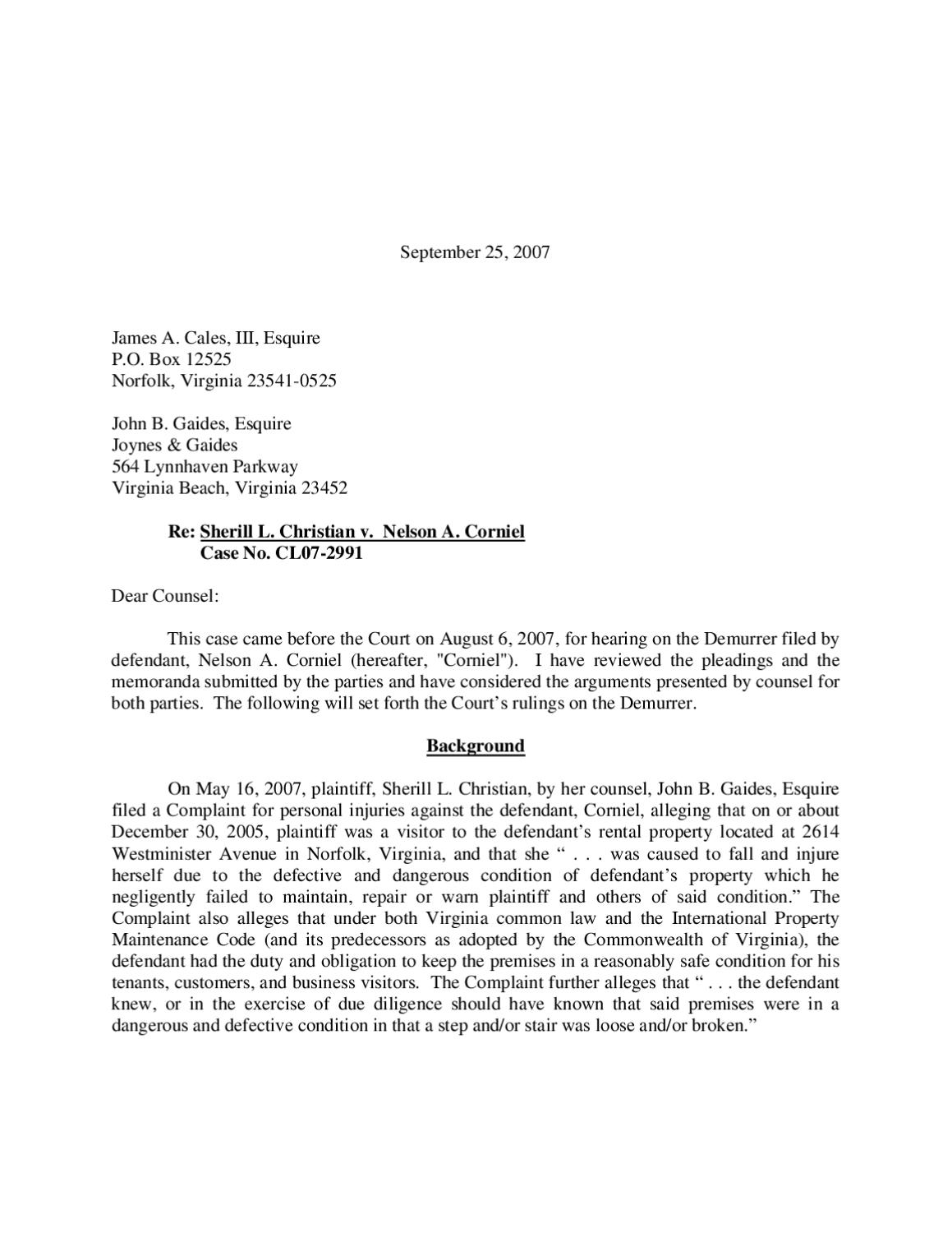 Christian Opinion Letter