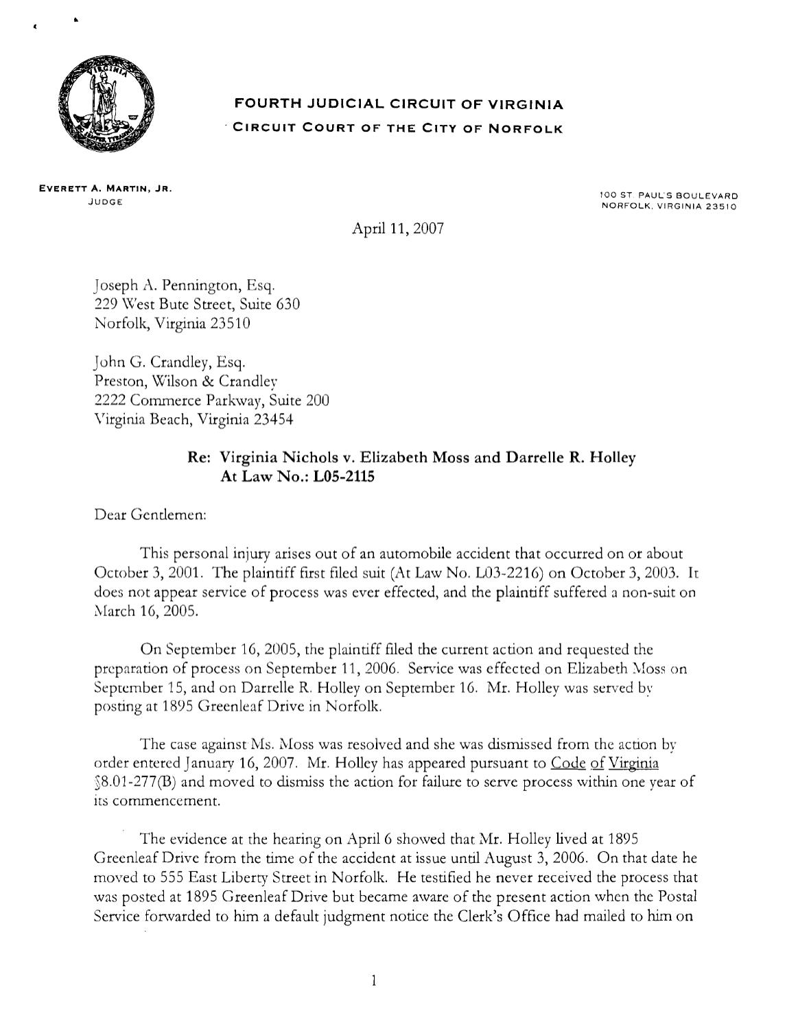 Nichols v Moss Holley