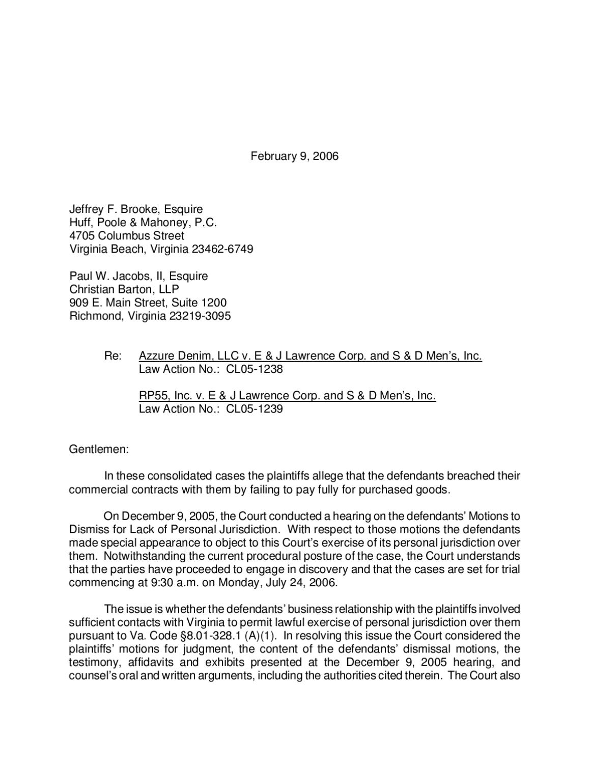 Azzure v EJ Lawrence & RP55