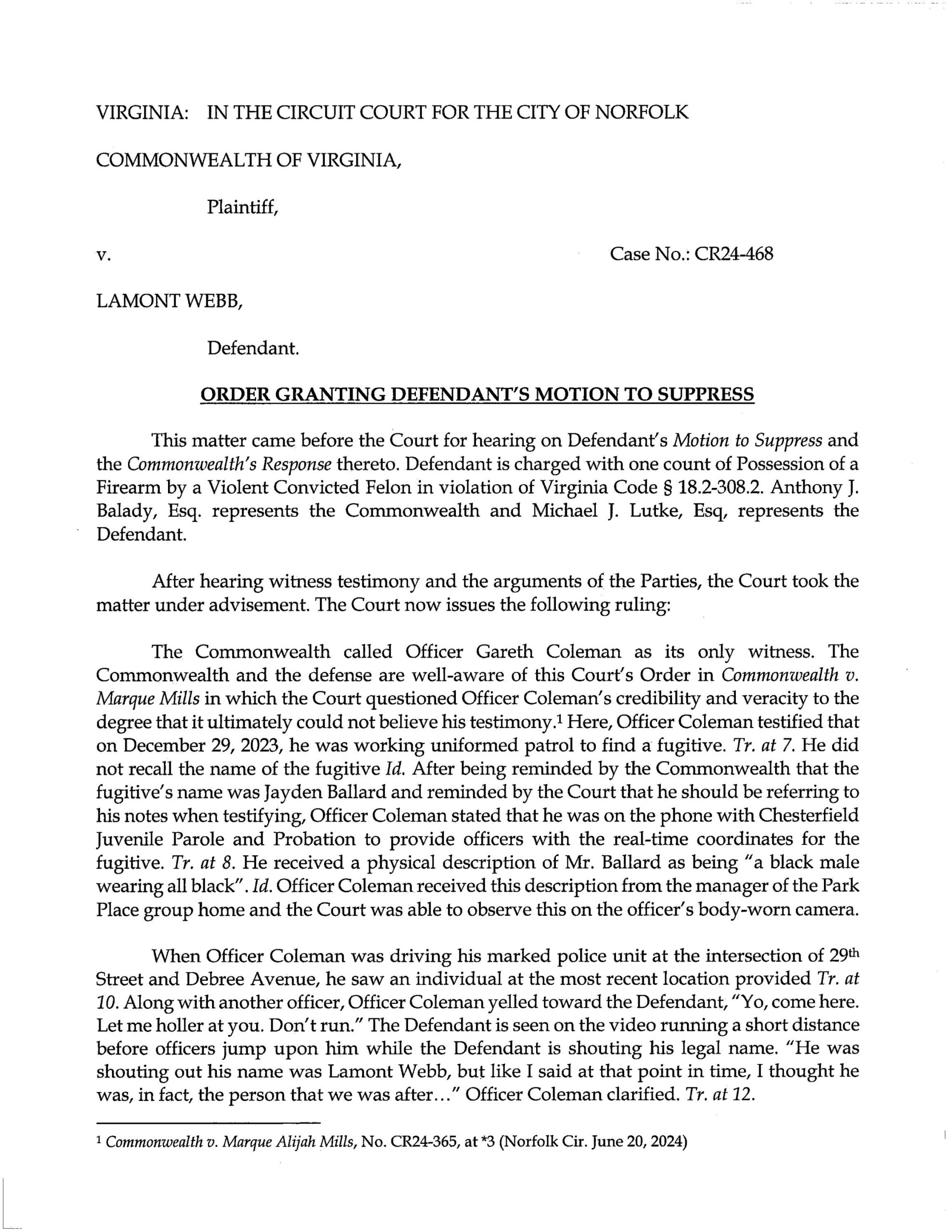 CR24-468 CW v. Lamont Webb