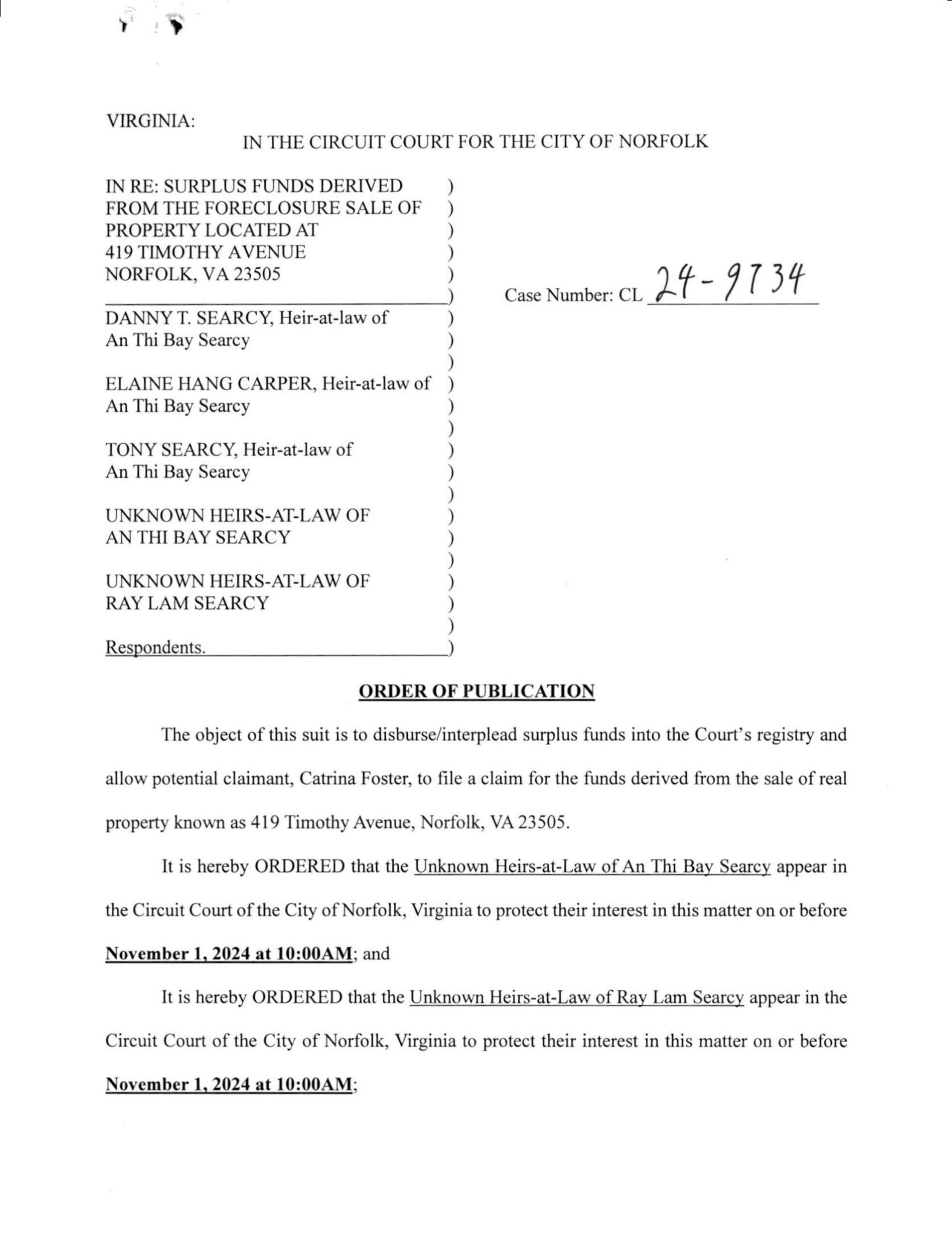 CL24-9734 Order of Publication