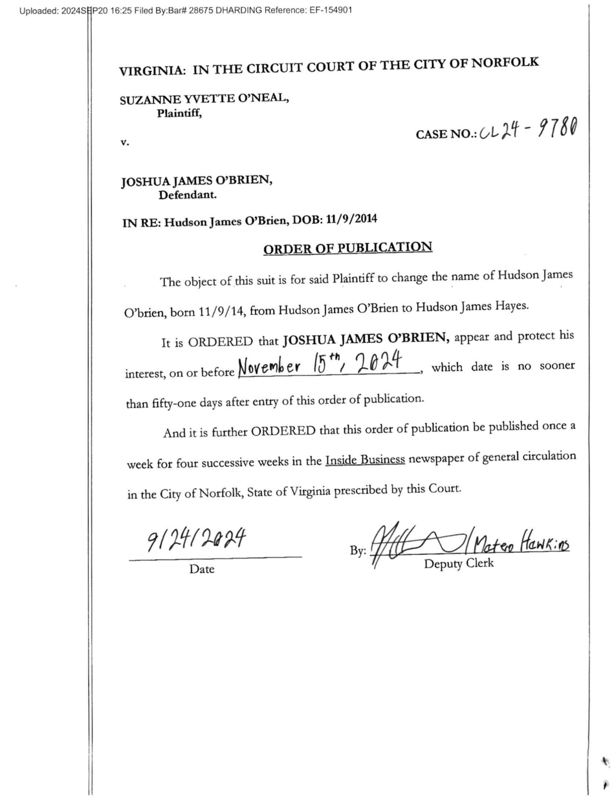 CL24-9780 Order of Publication