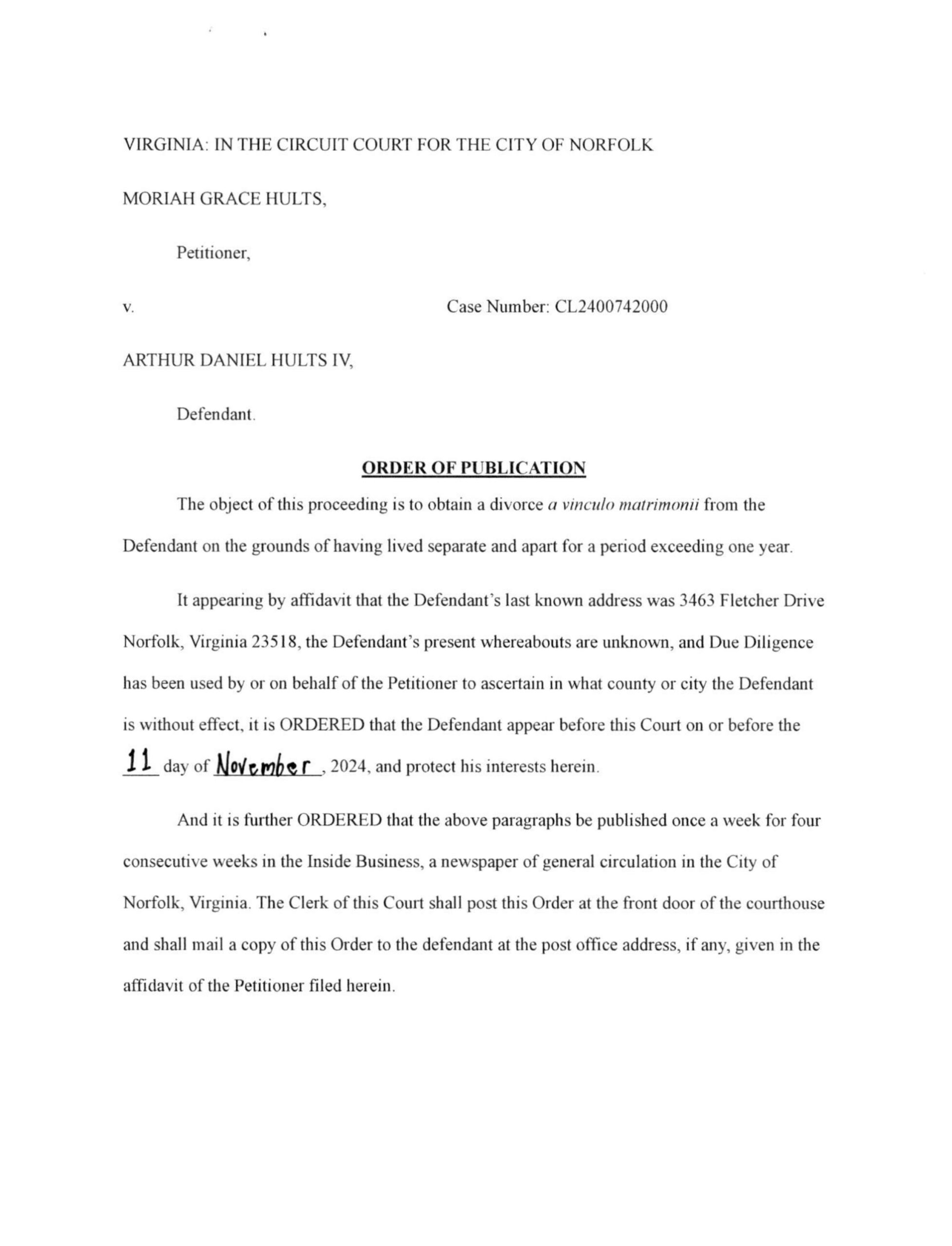 CL24-7420 Order of Publication