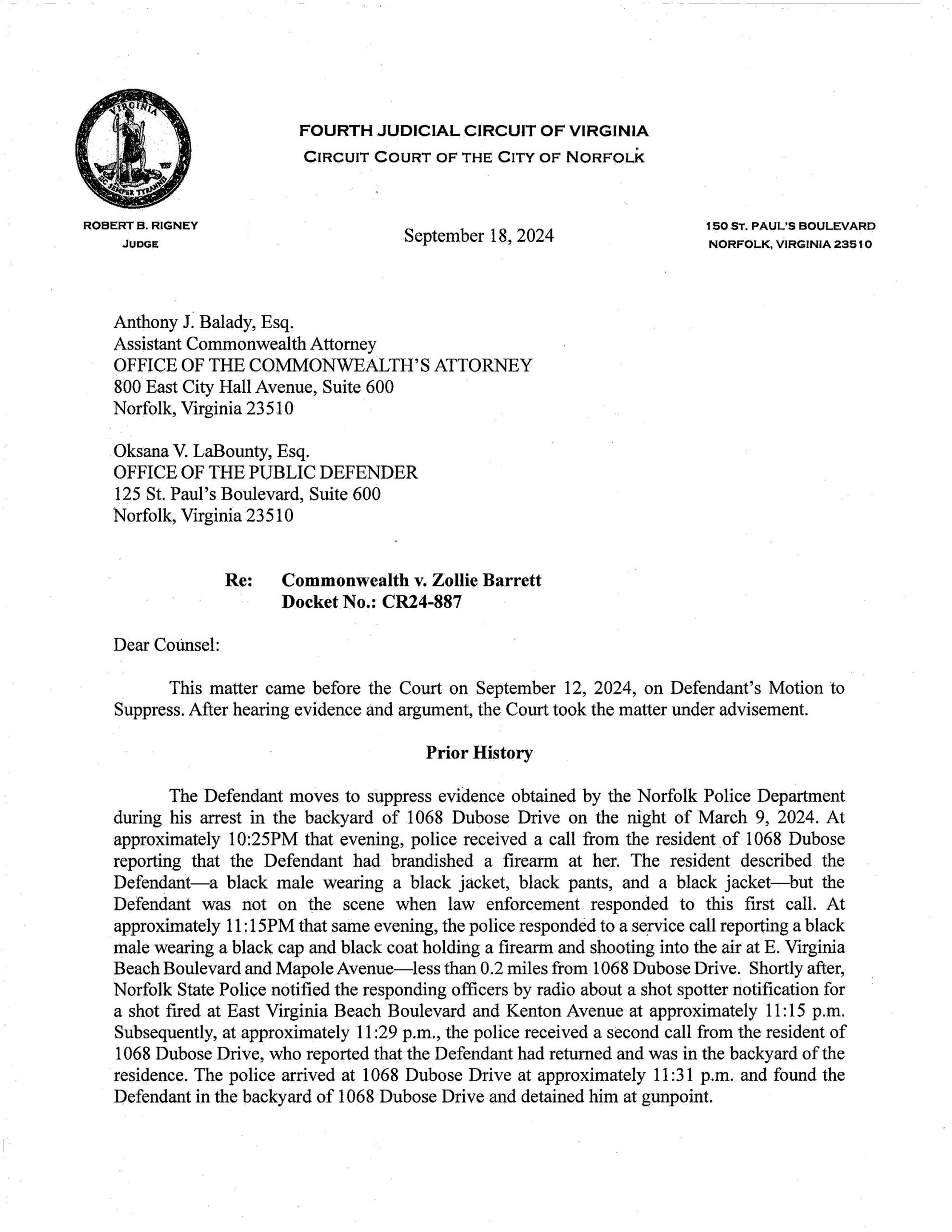 CW v. Zollie Barrett