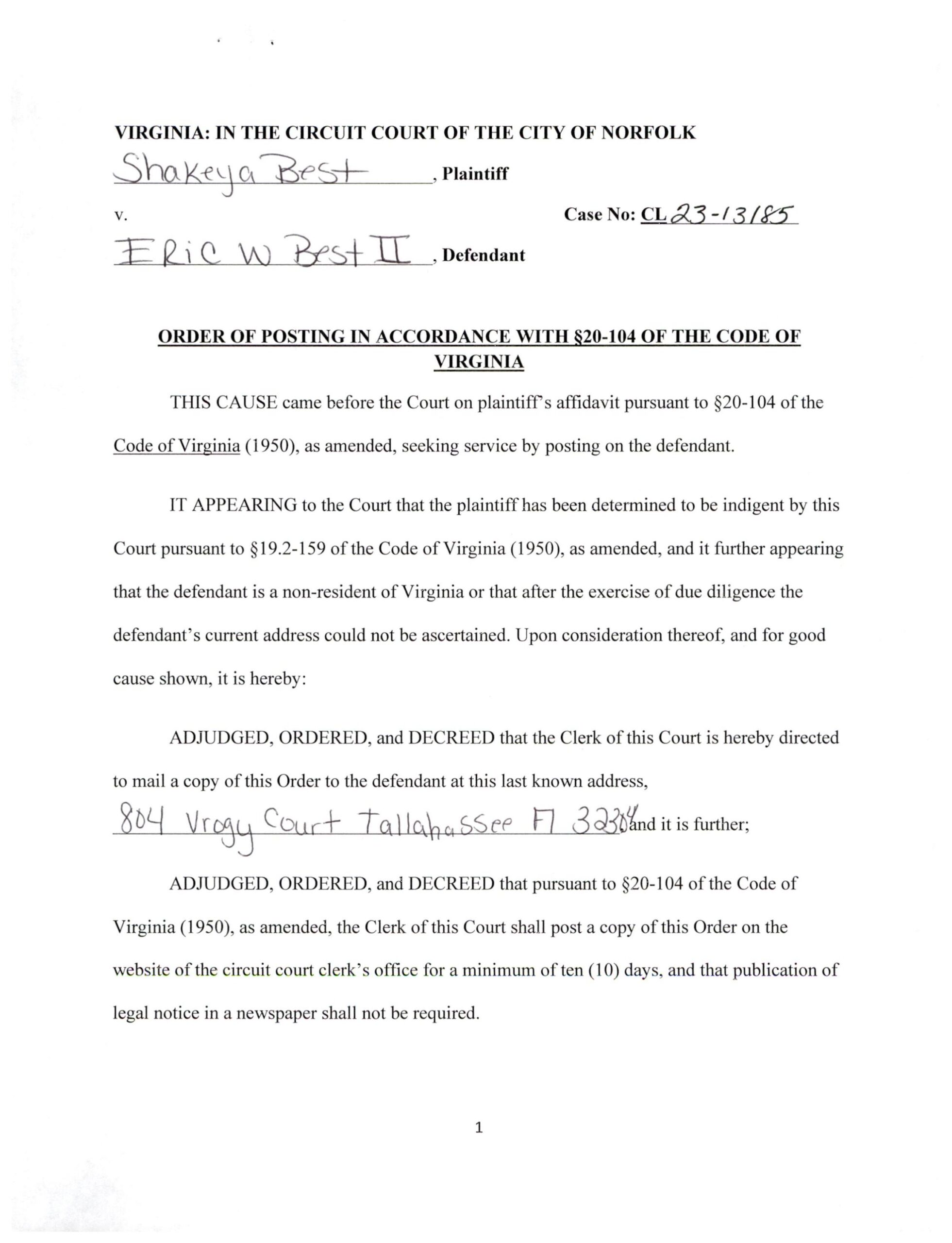 CL23-13185 Order of Posting