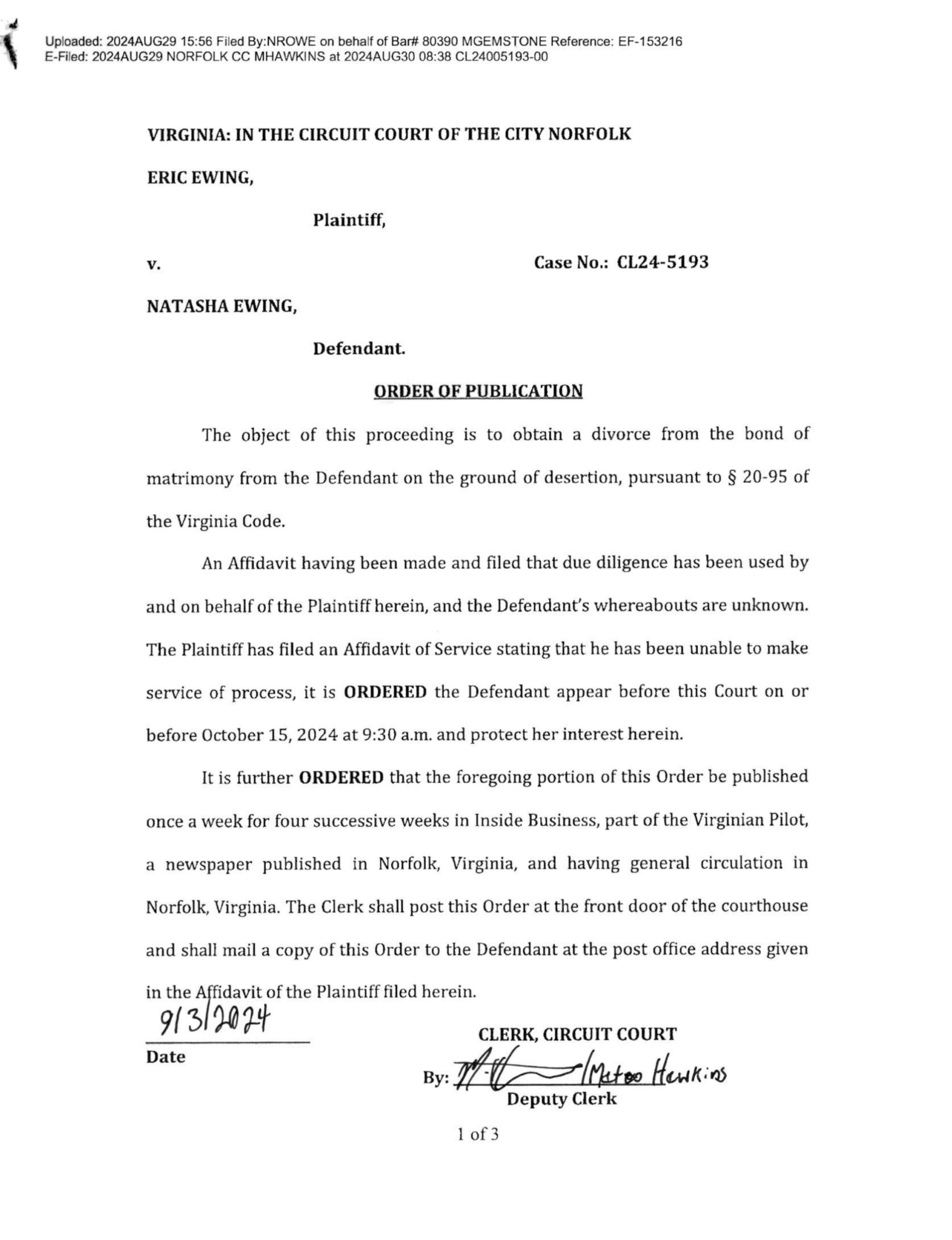 CL24-5193 Order of Publication