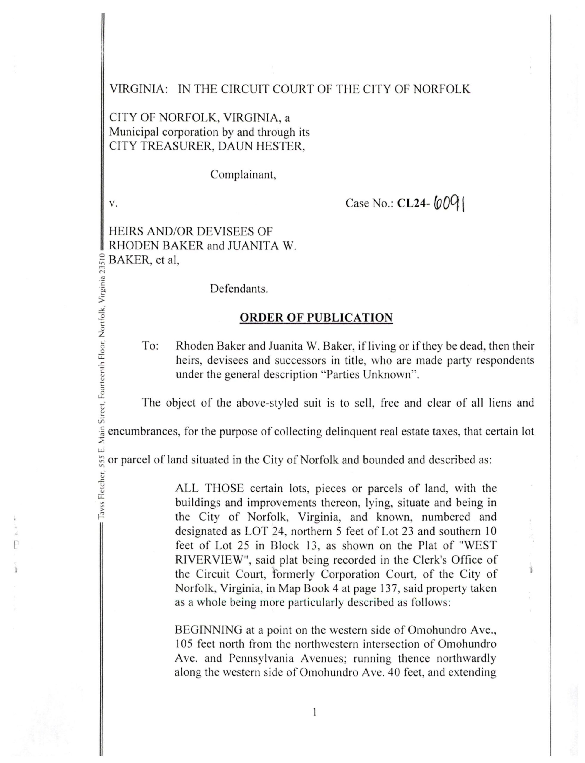 CL24-6091 Order of Publication