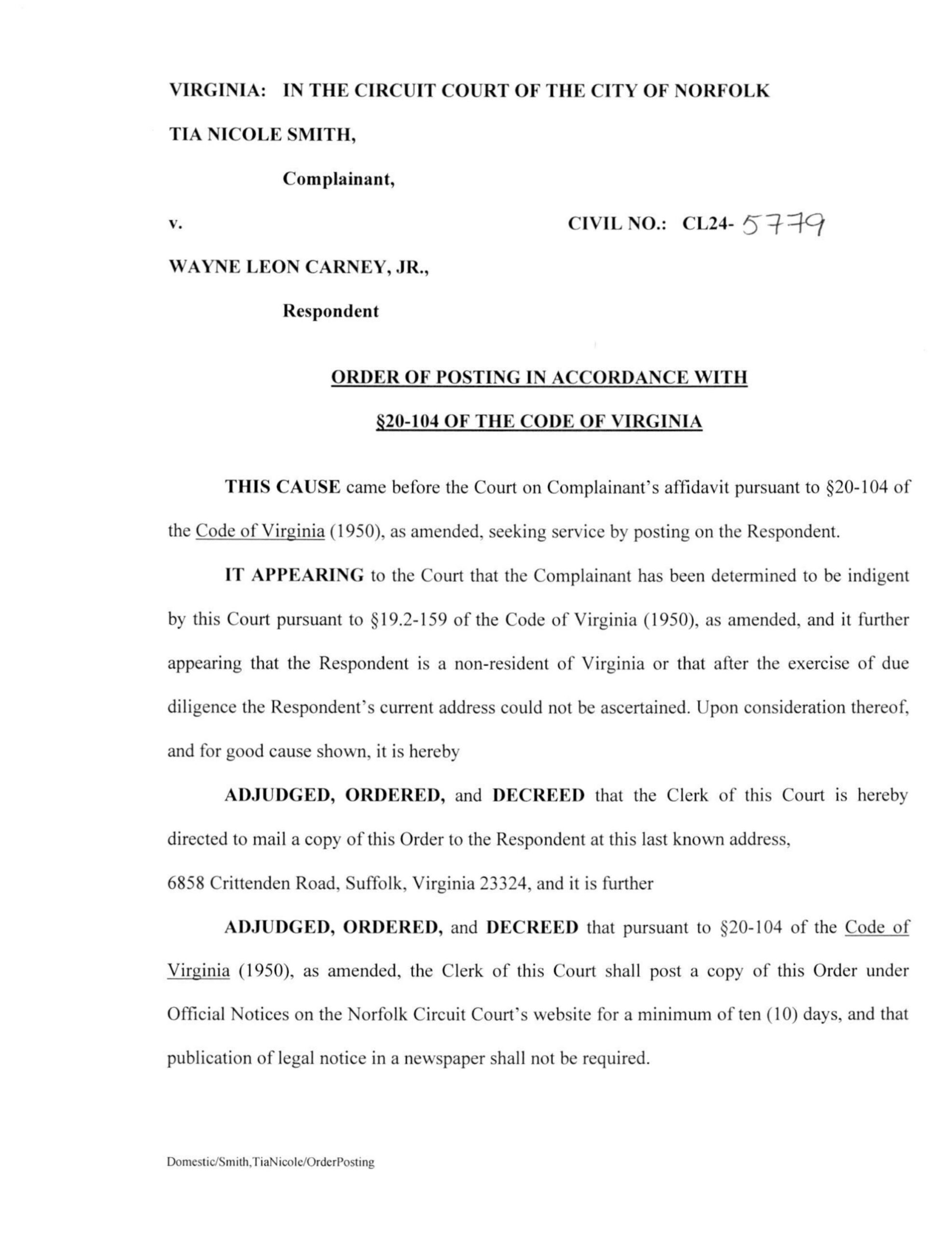 CL24-5779 Order of Posting