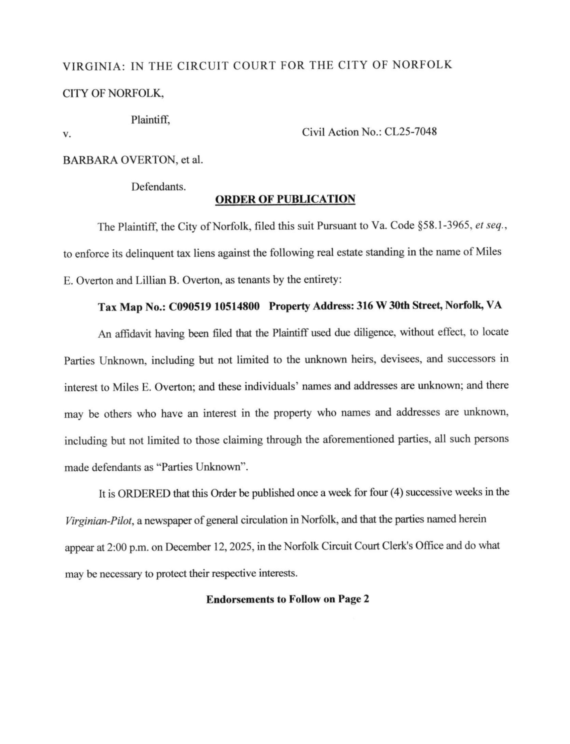 CL25-7048 Order of Publication