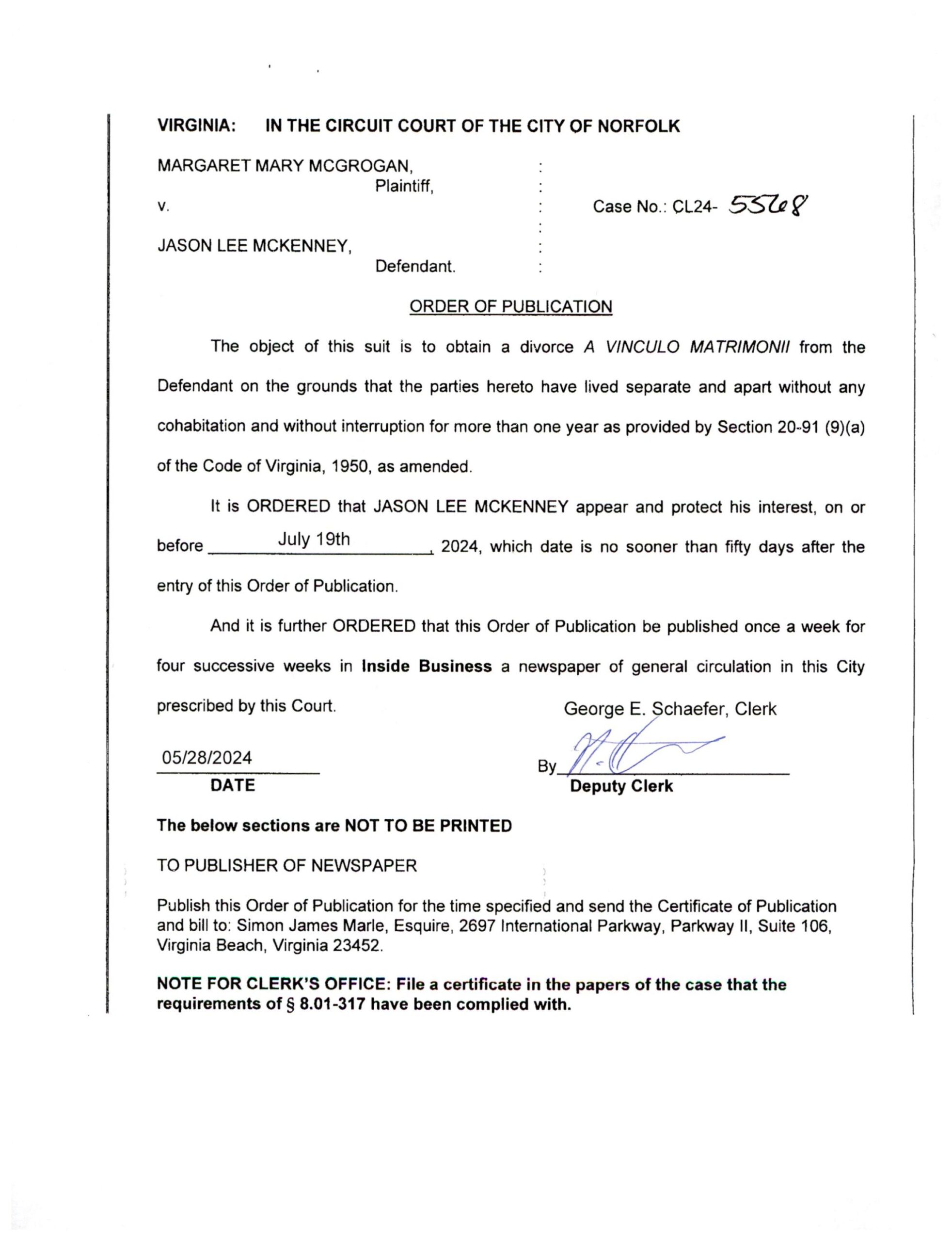 CL24-5568 Order of Publication