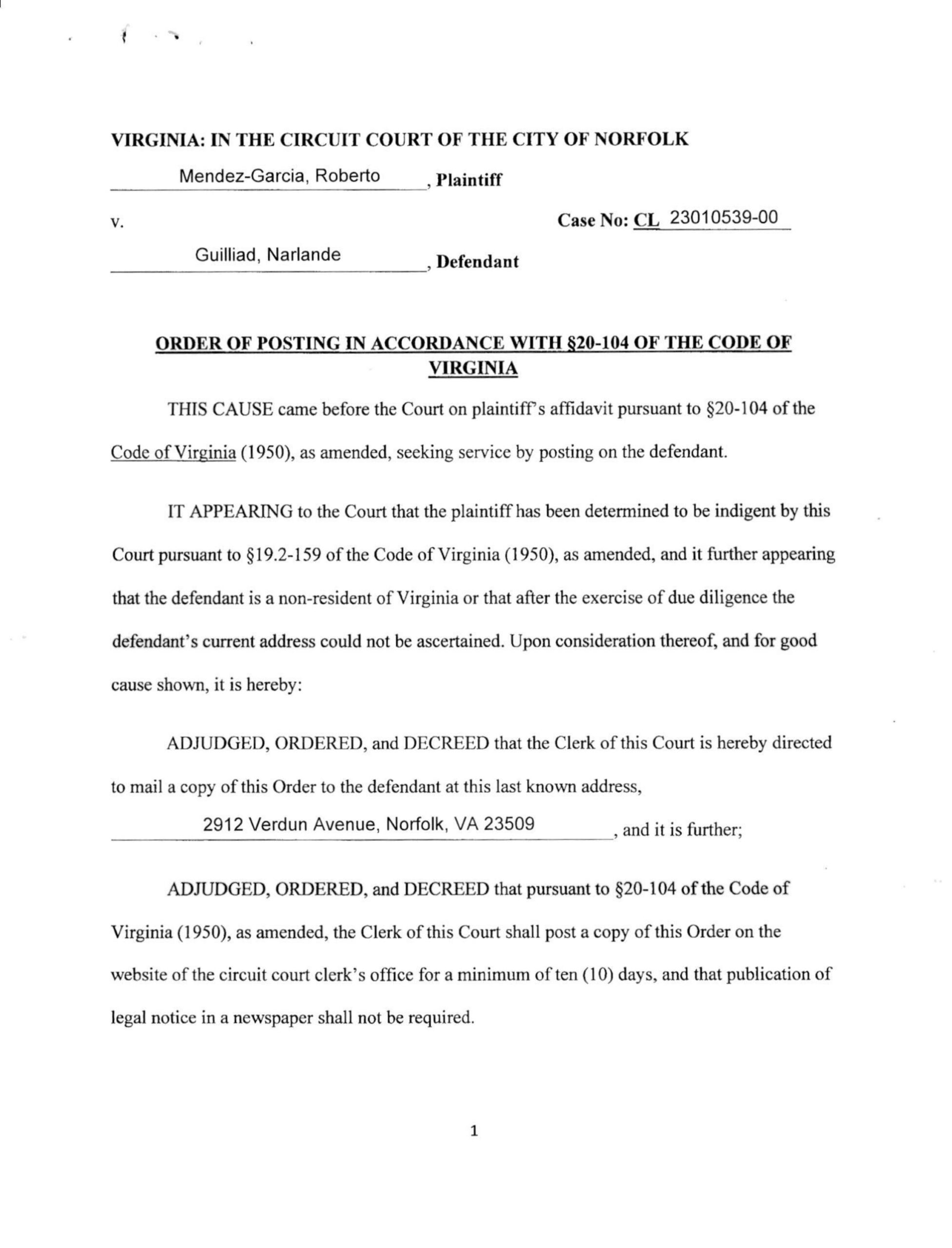 CL23-10539 Order of Posting