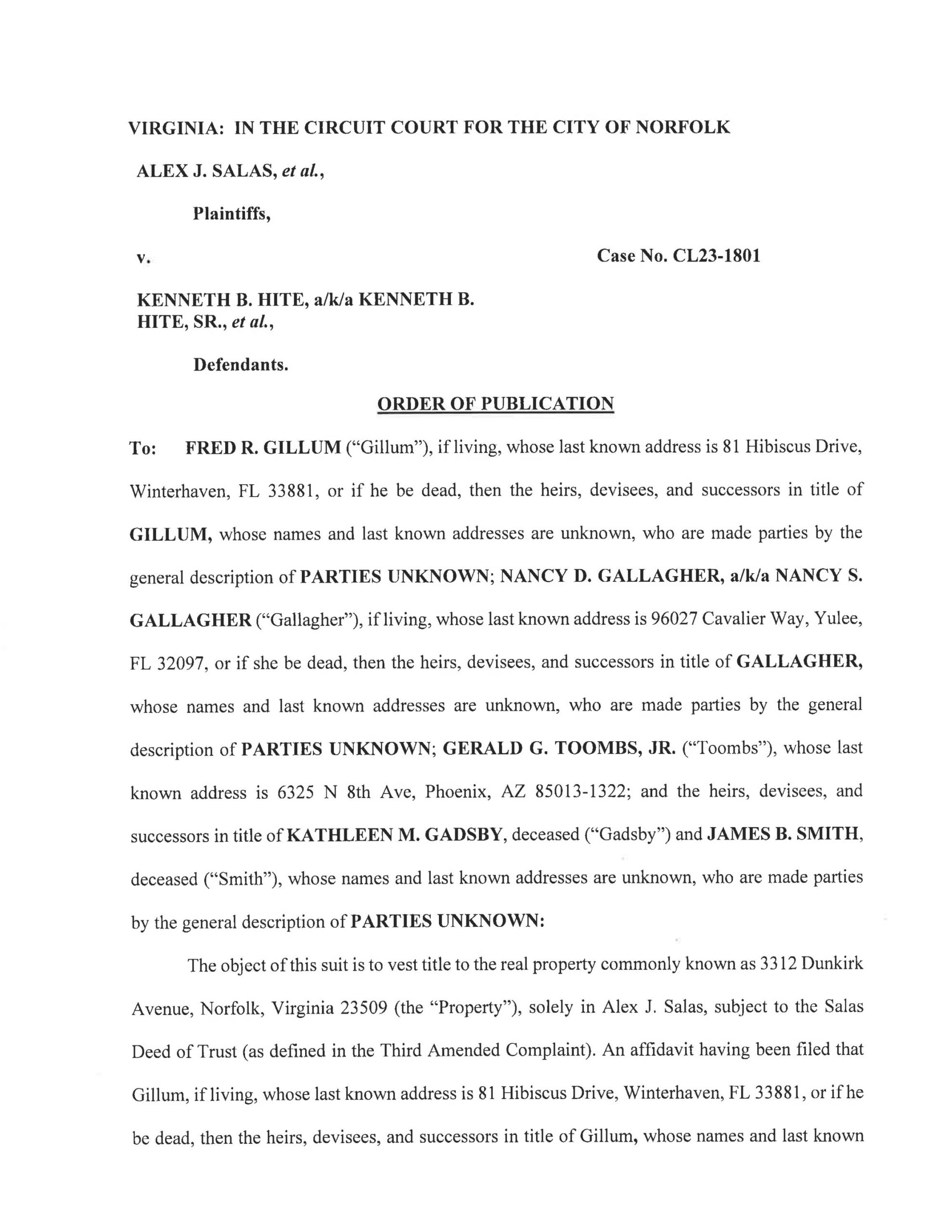 CL23-1801 Order of Publication