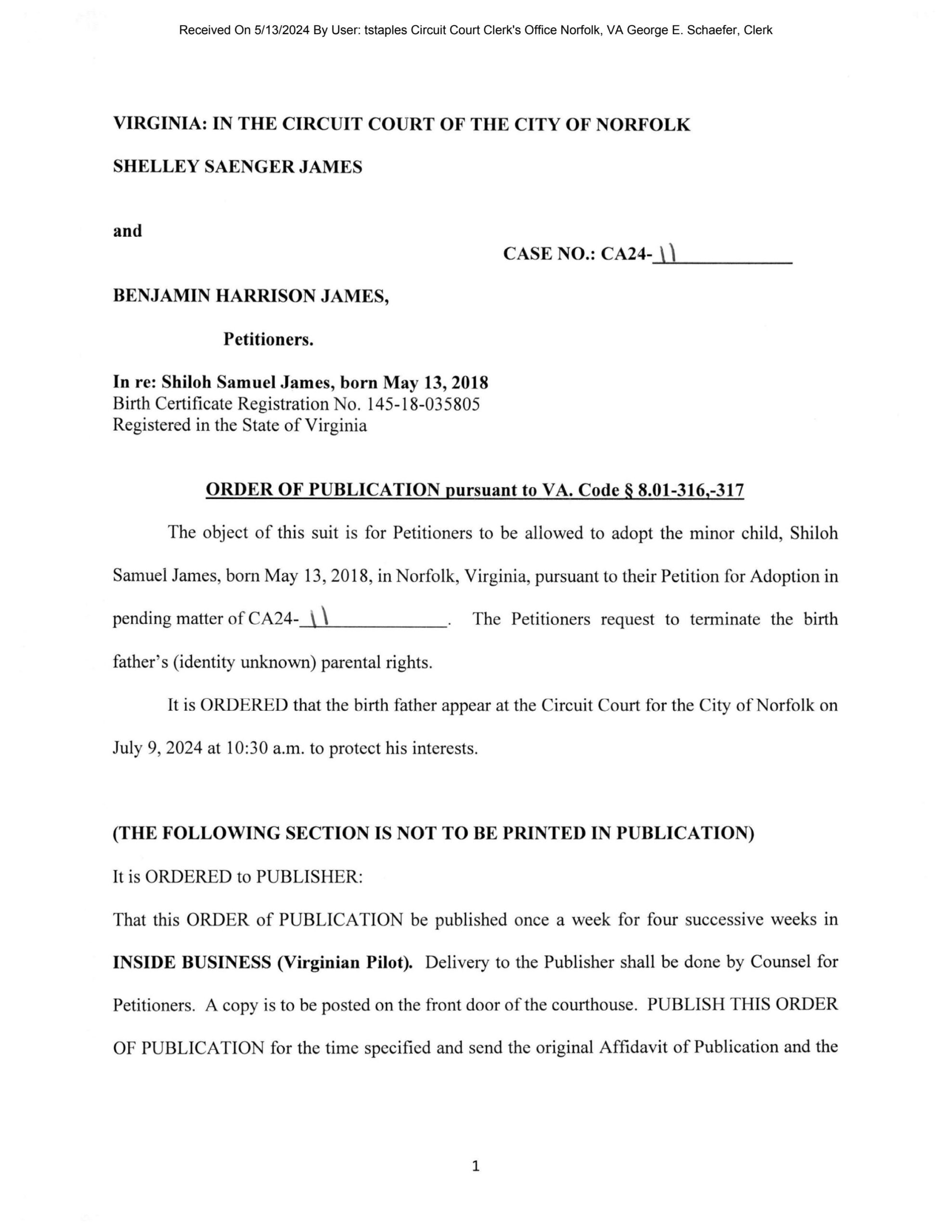 CA24-11 Order of Publication