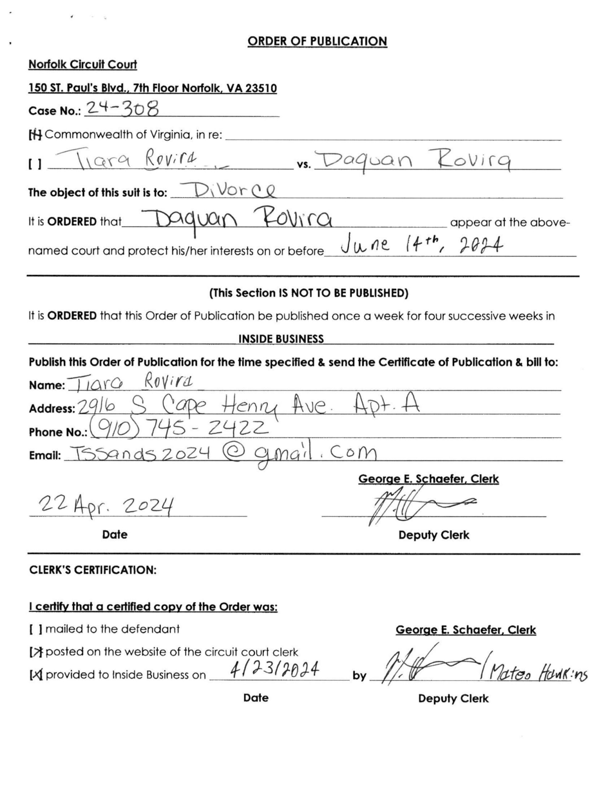 CL24-308 Order of Publication