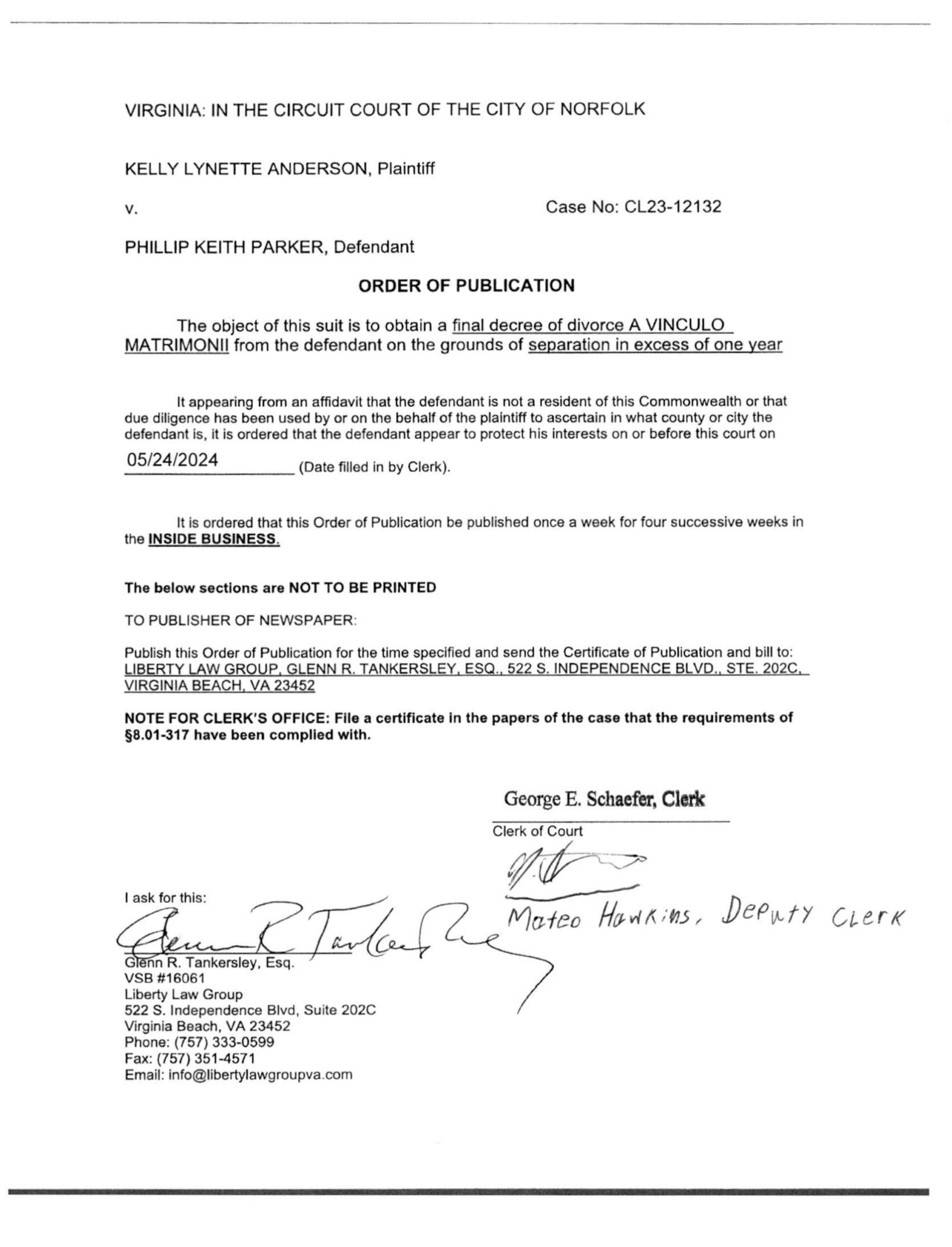 CL23-12132 Order of Publication