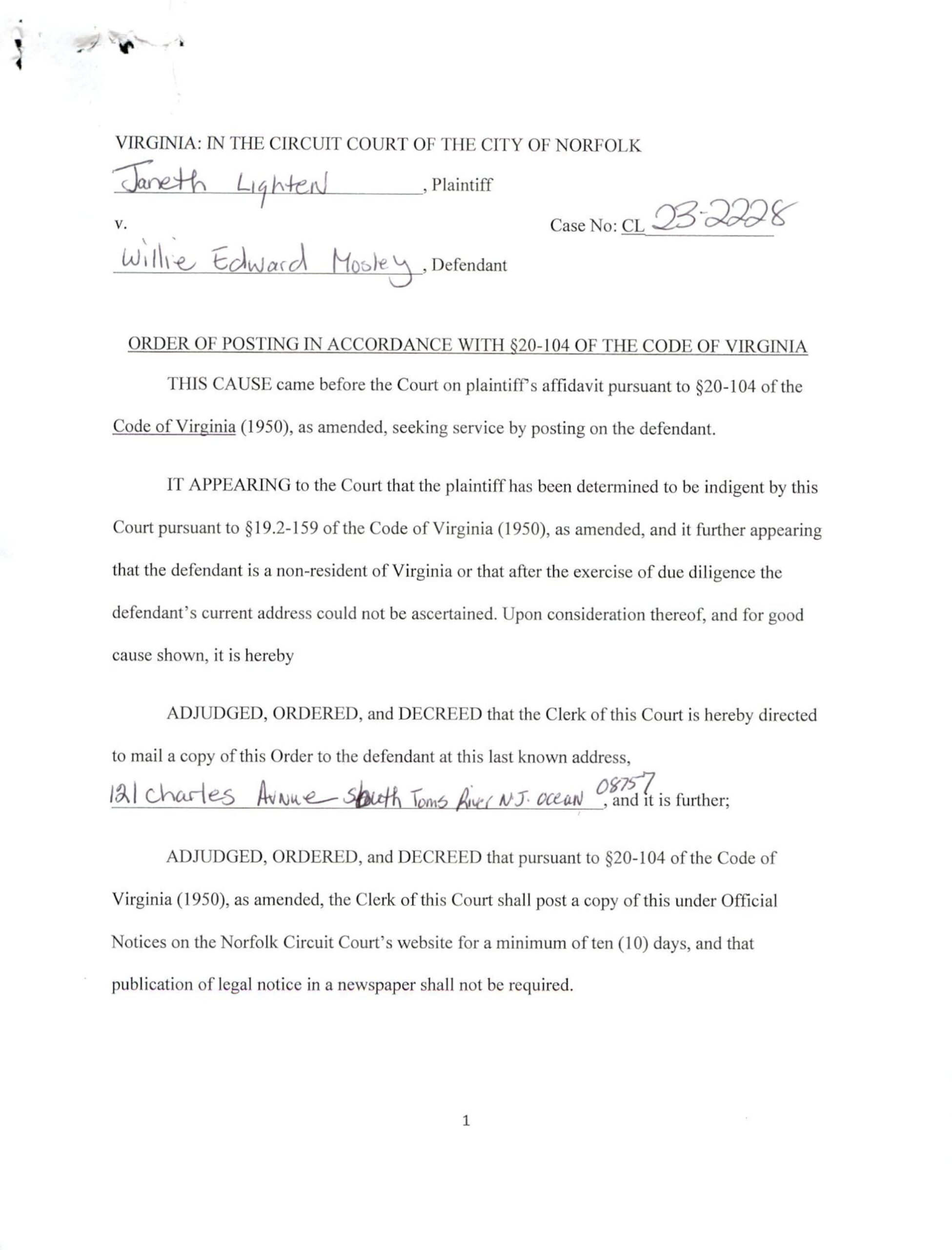 CL23-2228 Order of Posting