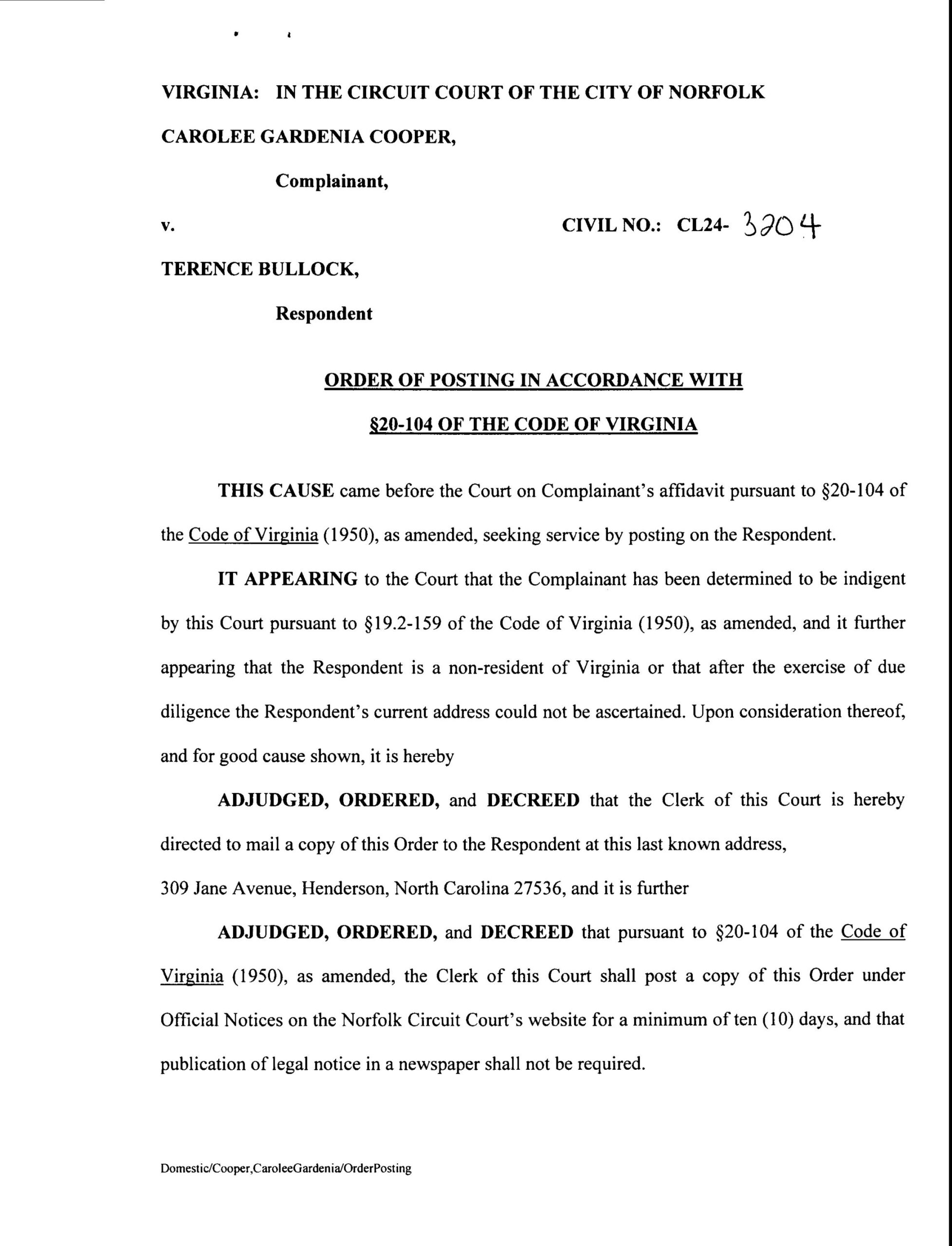 CL24-3204 Order of Posting