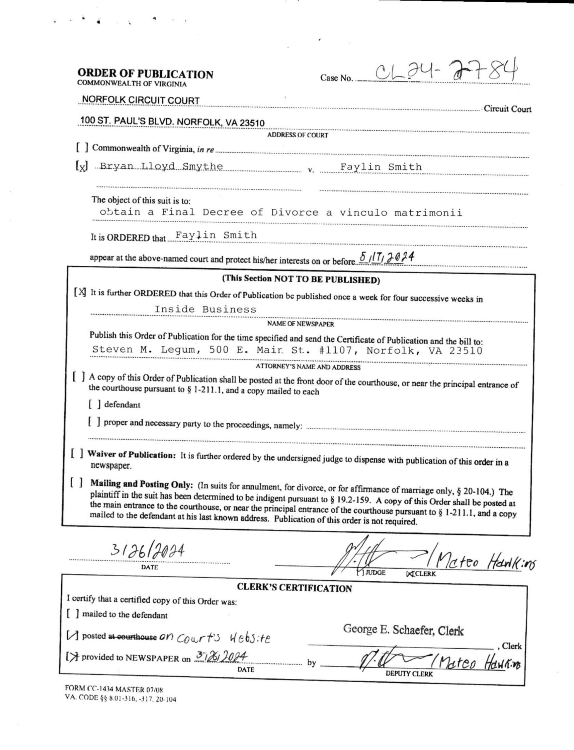 CL24-2784 Order of Publication
