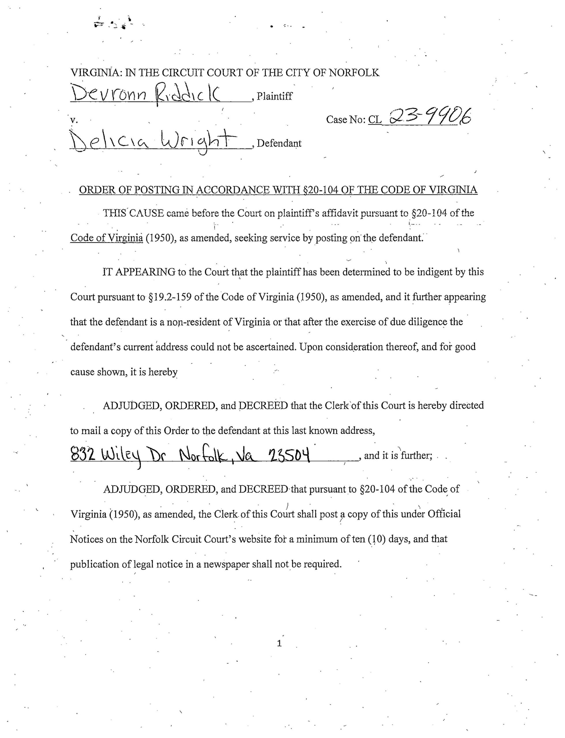 CL 23-9906 Order of Posting