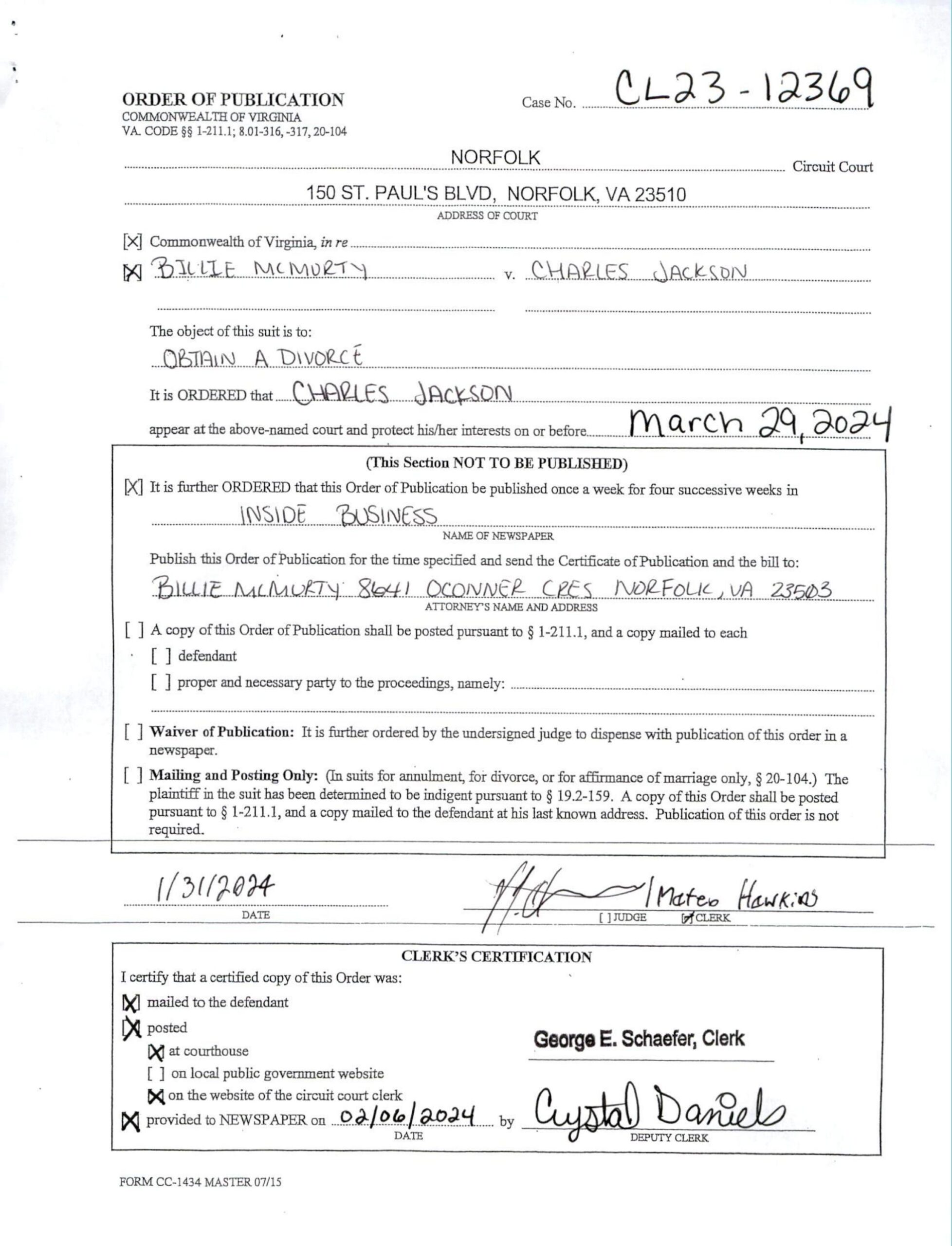 CL23-12369 ORDER OF PUBLICATION