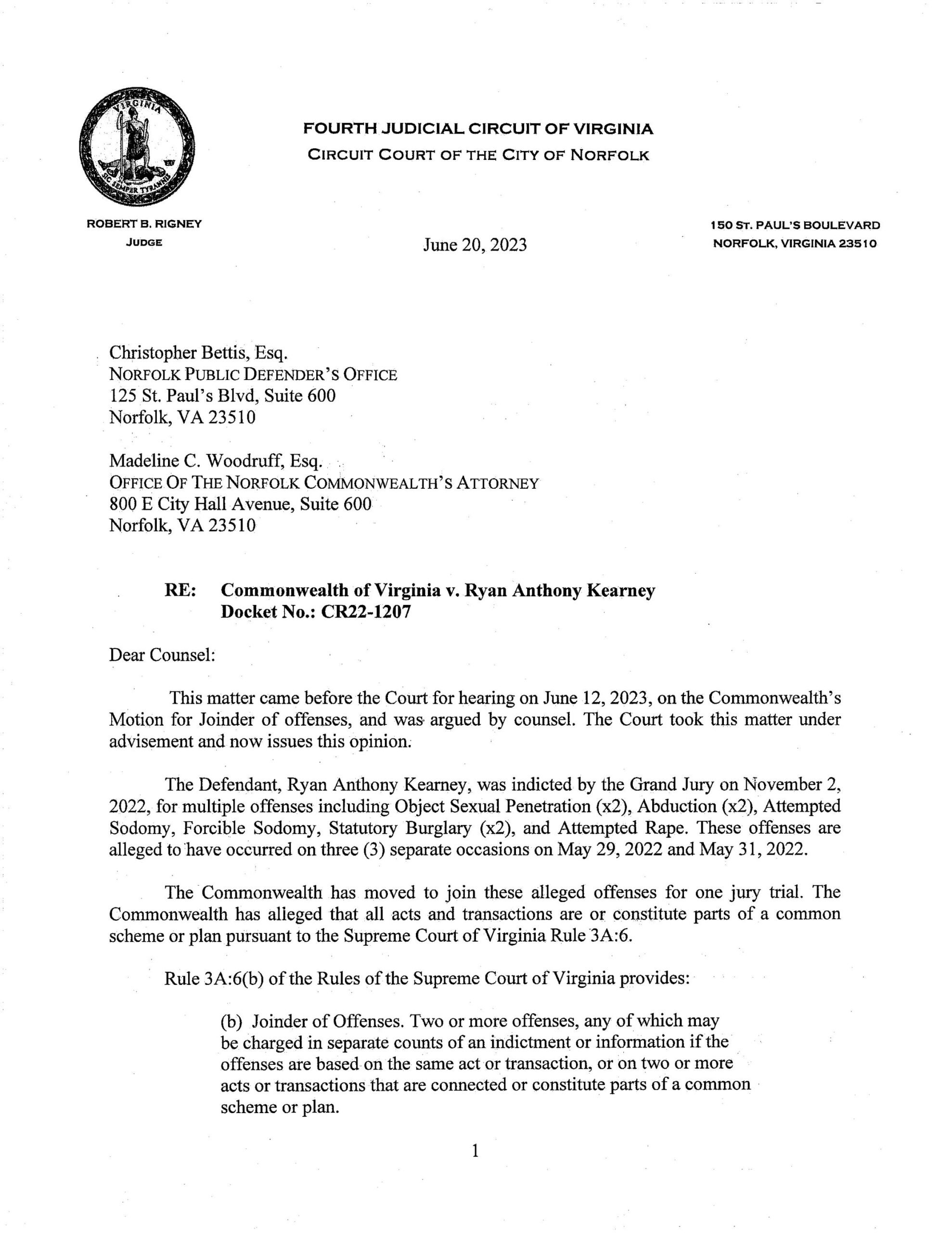 CW v Ryan Kearney (CR22-1207)