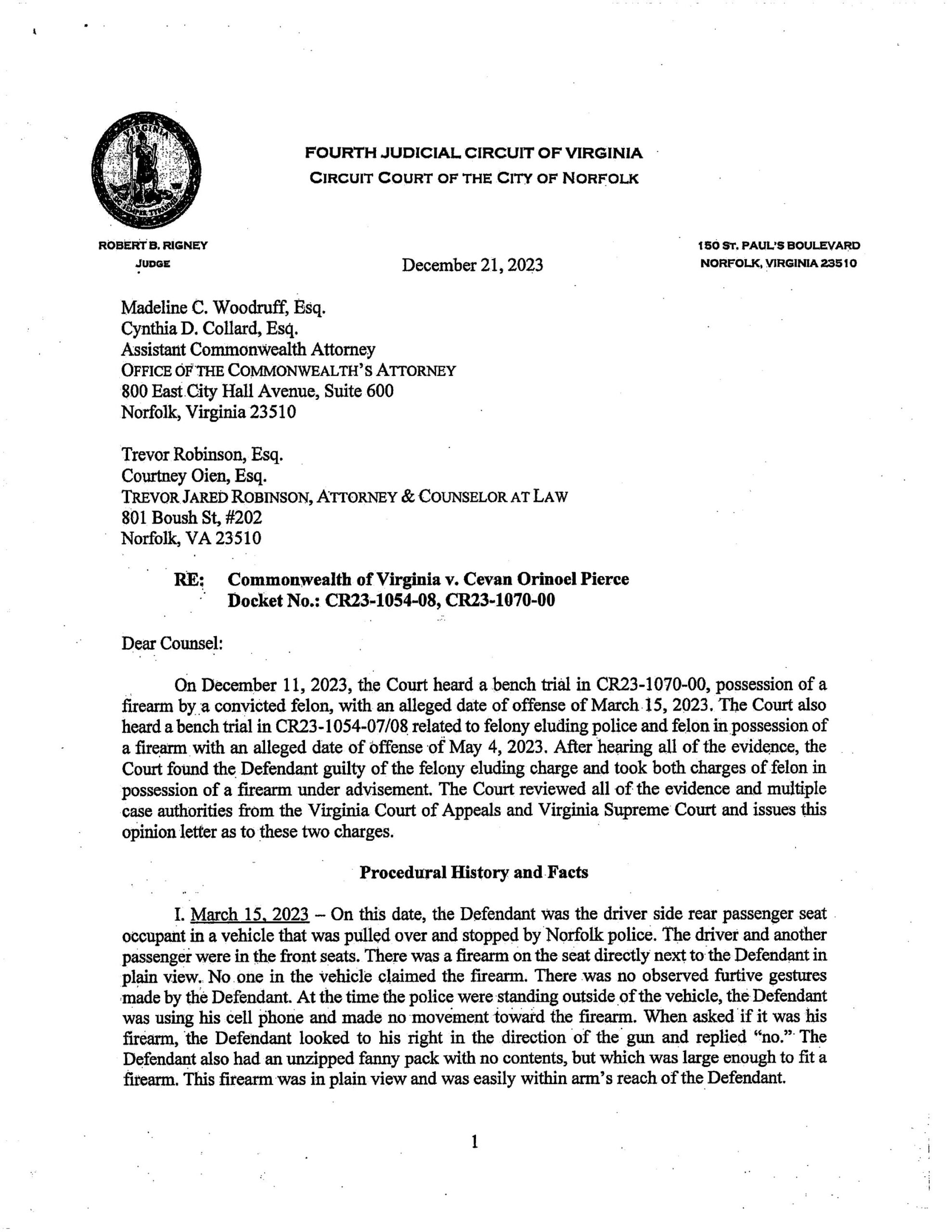 CW v Covan Orinoel Pierce