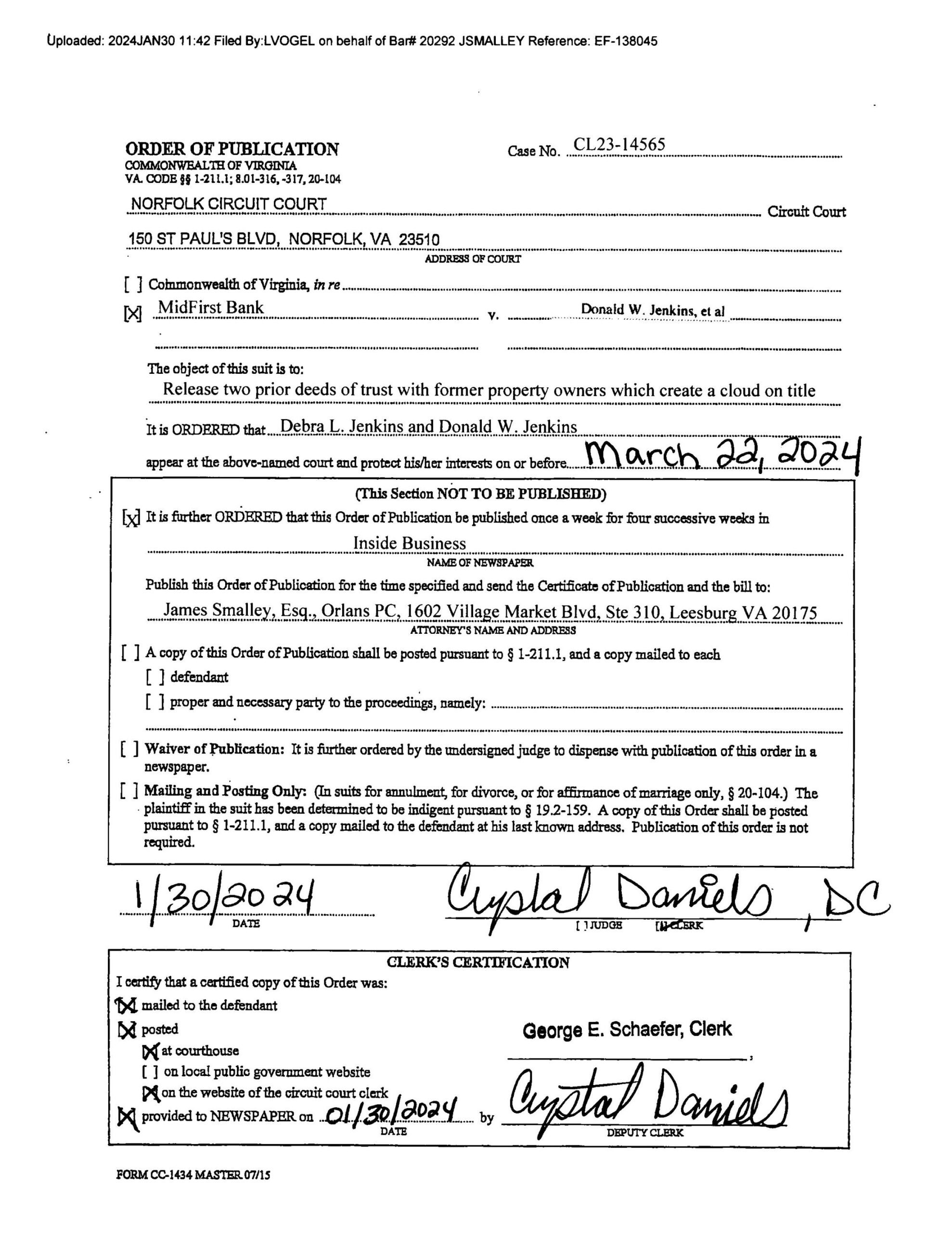 CL23-14565 ORDER OF PUBLICATION