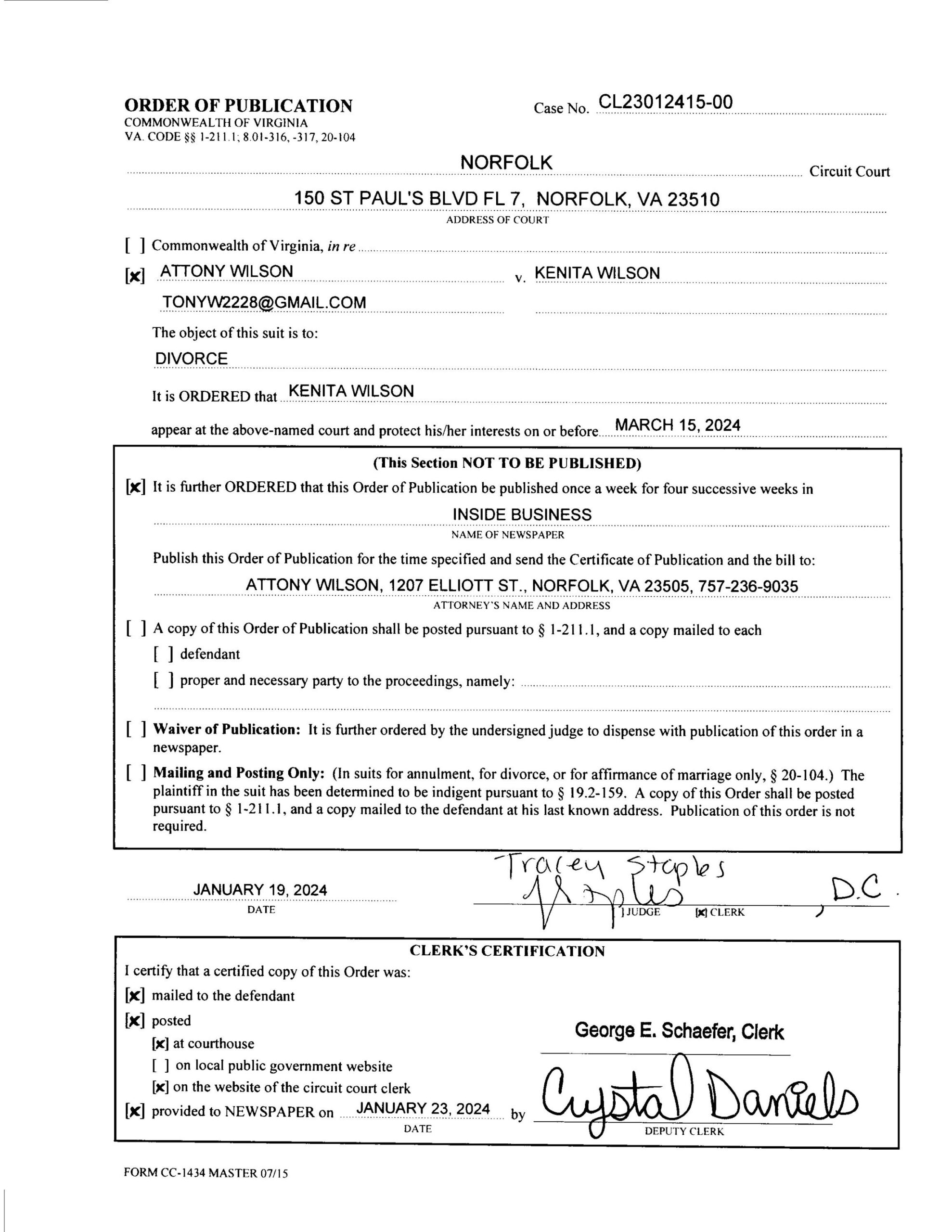 CL23-12415 ORDER OF PUBLICATION