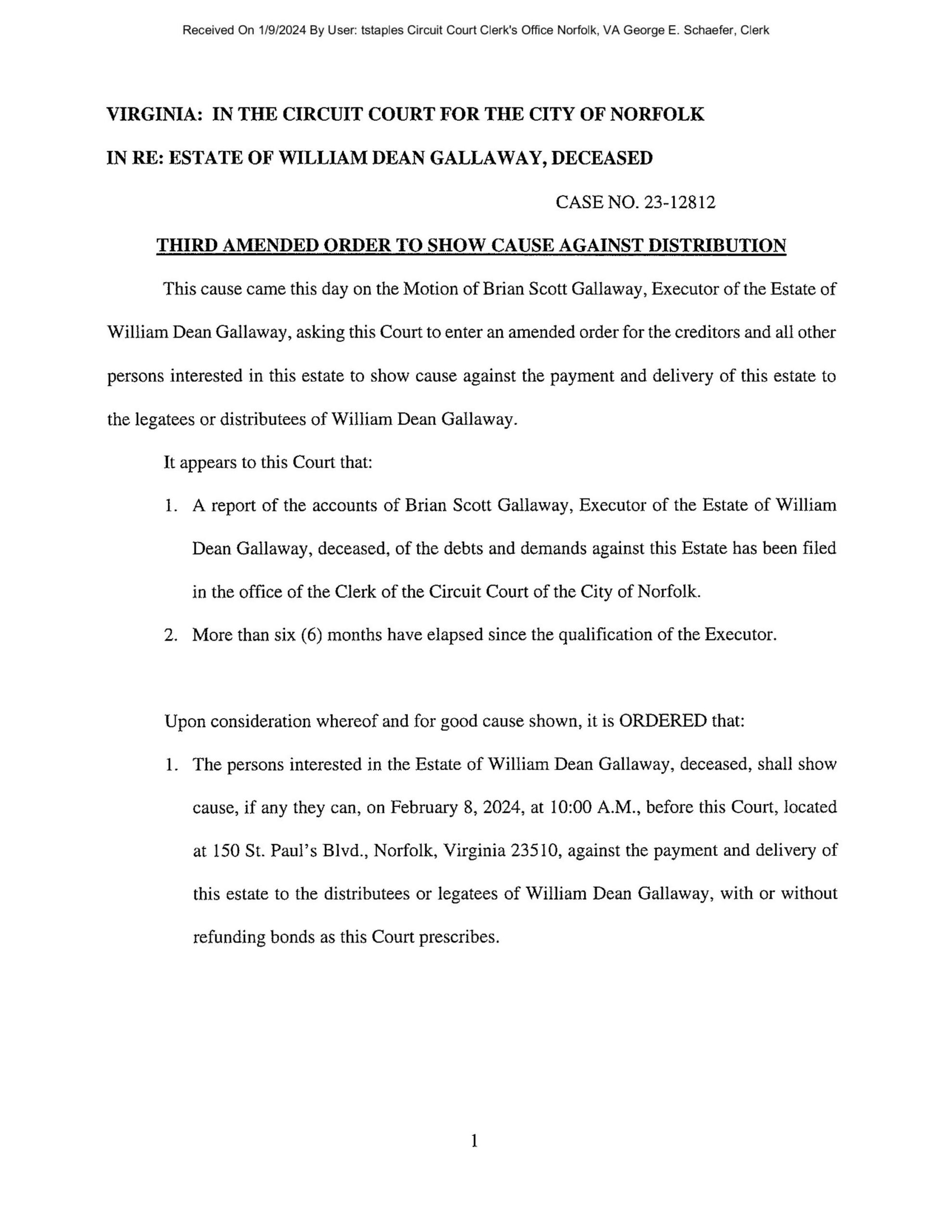 CL23-12812 ORDER OF PUBLICATION